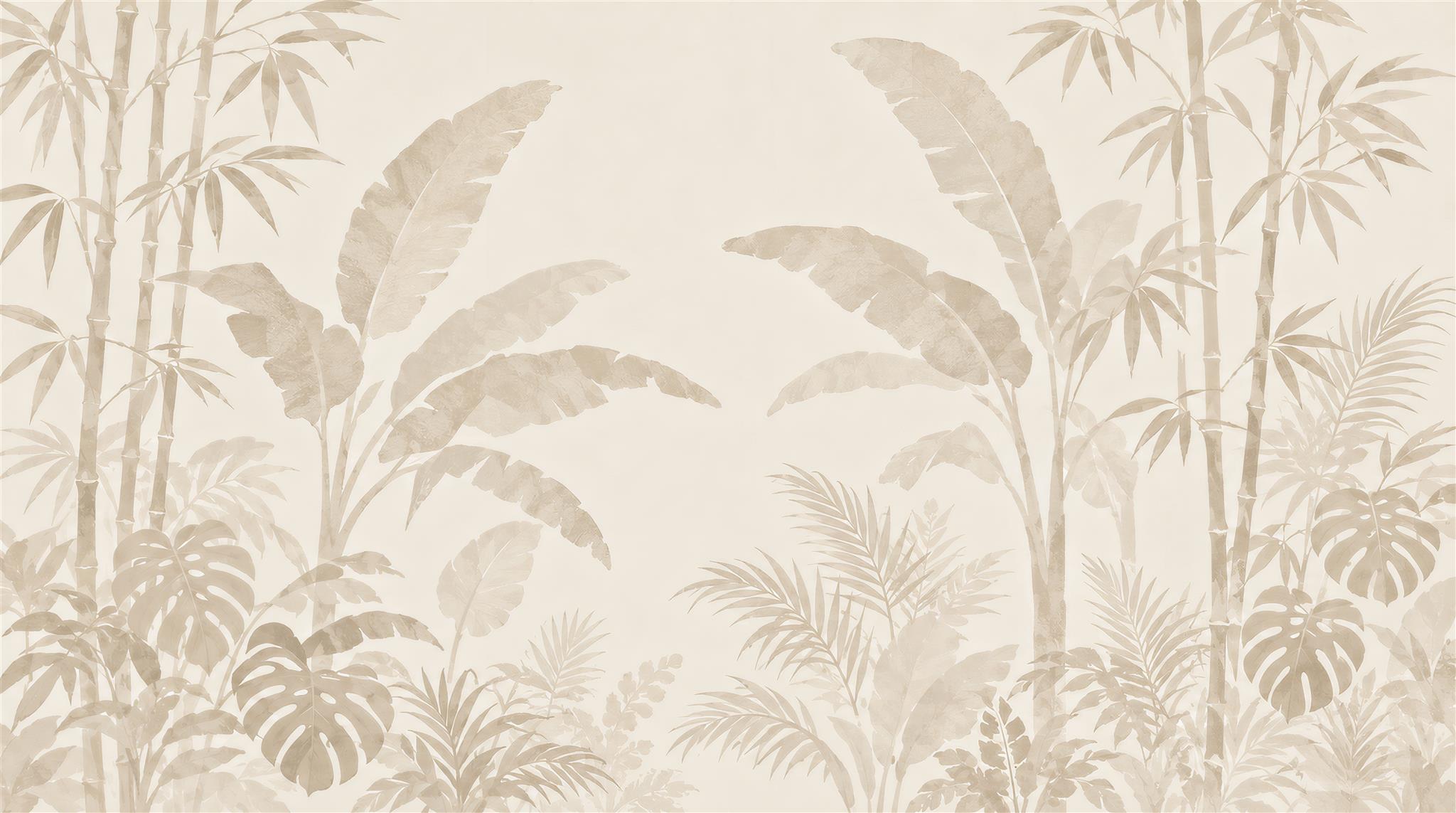 Ivory Leaf Patterning Wallpaper Mural Scene