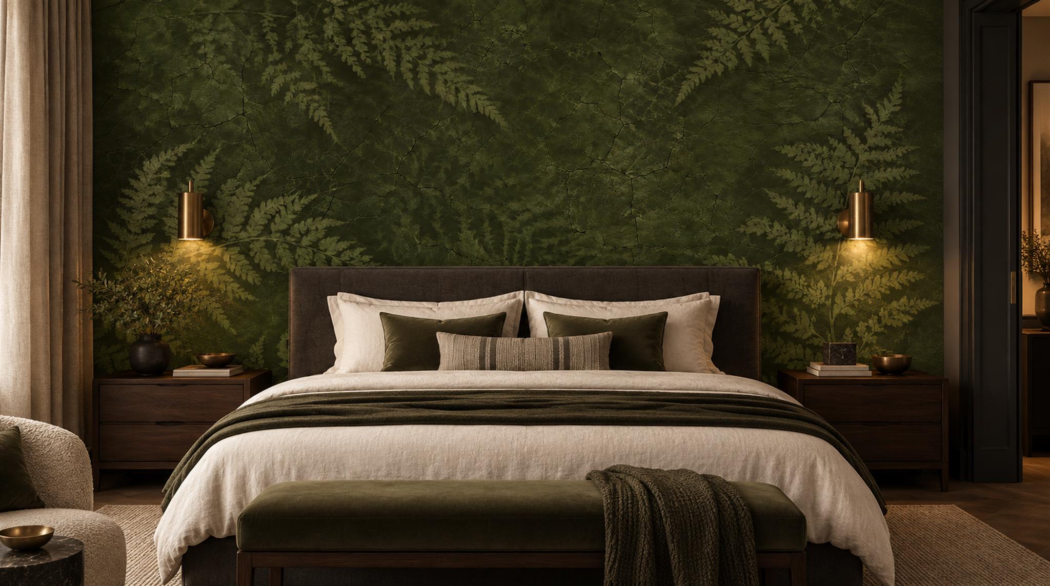 Olive Fern Foliage Wallpaper Mural Main