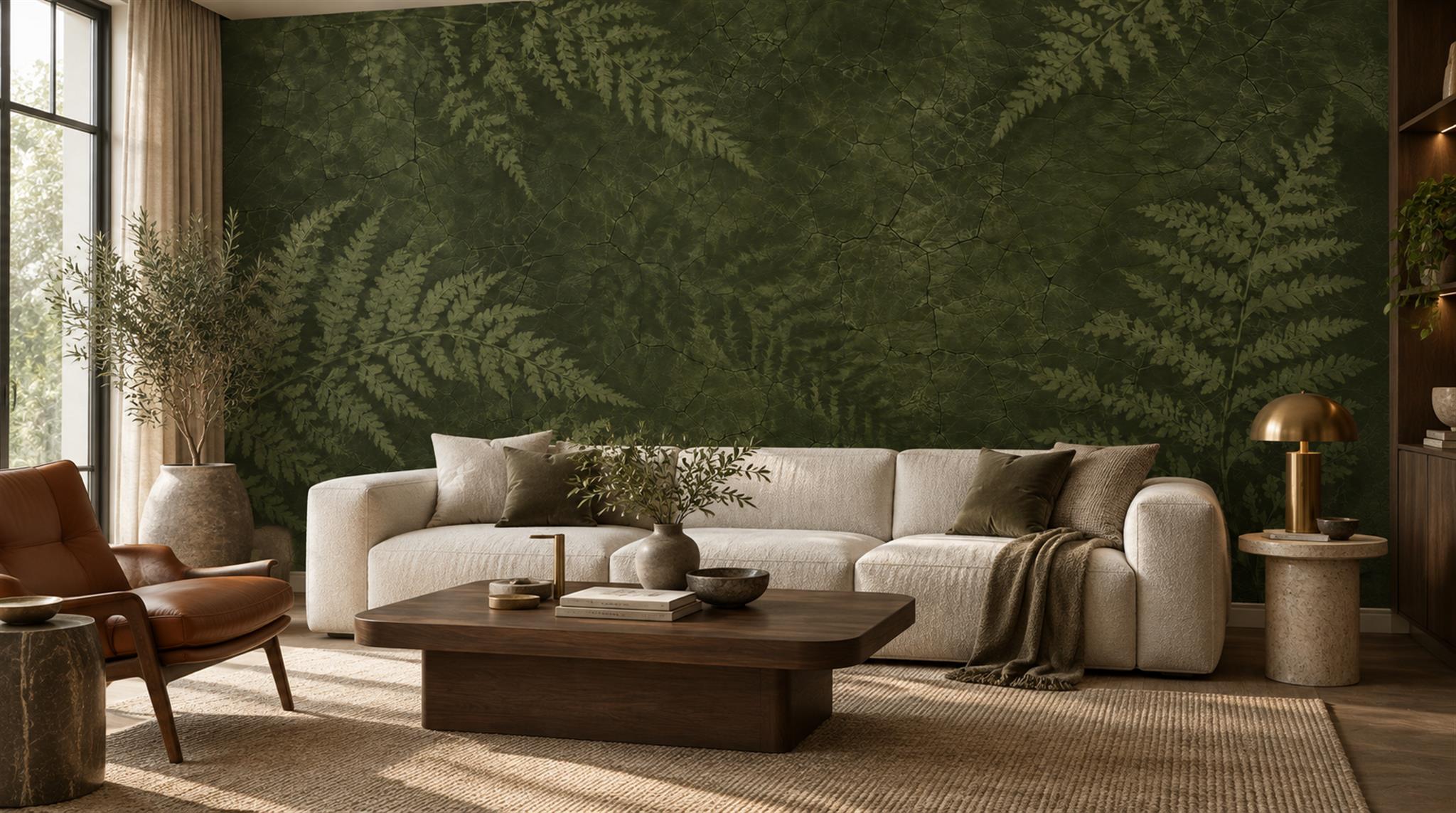 Olive Fern Foliage Wallpaper Mural Scene