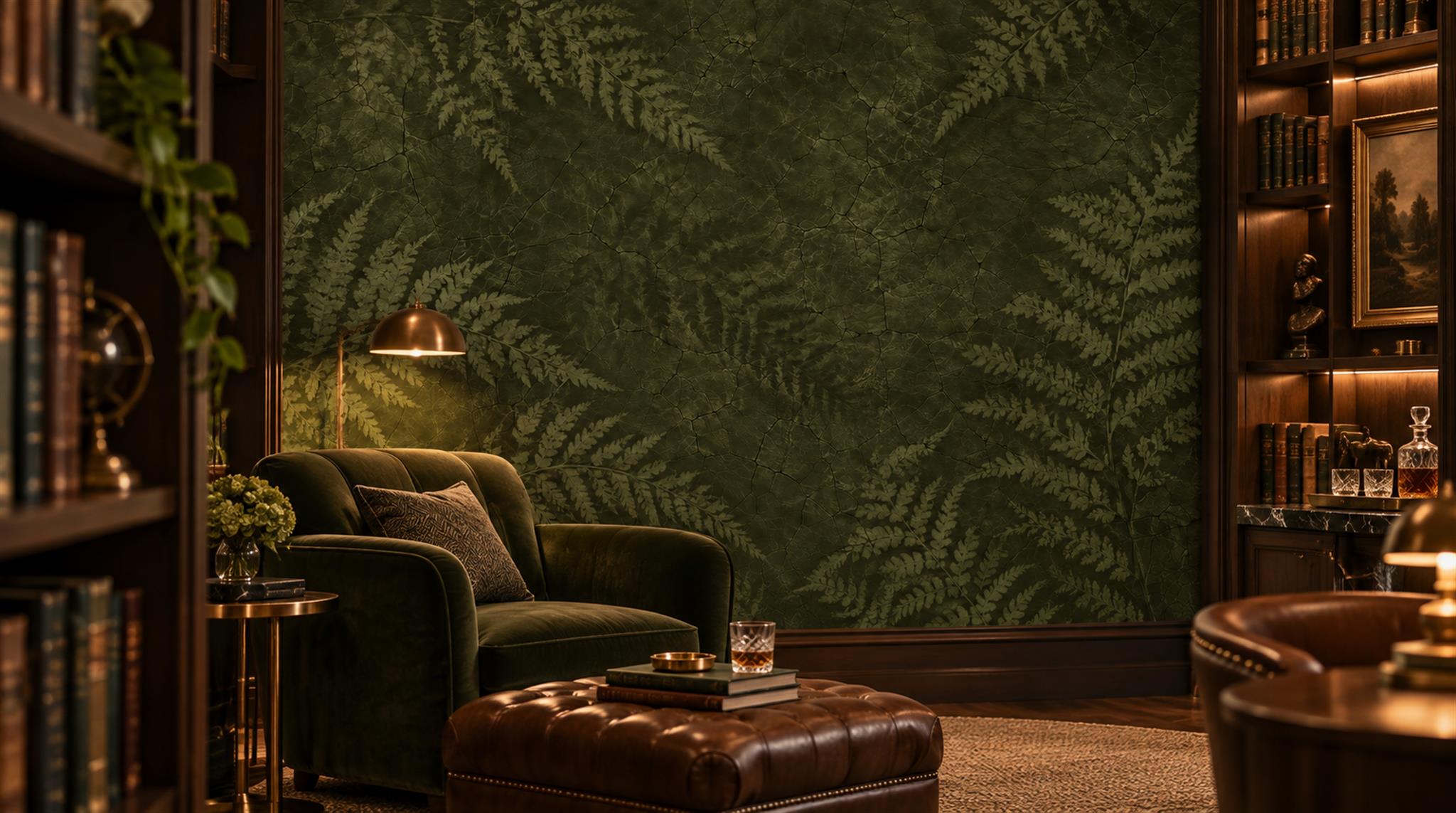 Olive Fern Foliage Wallpaper Mural Scene