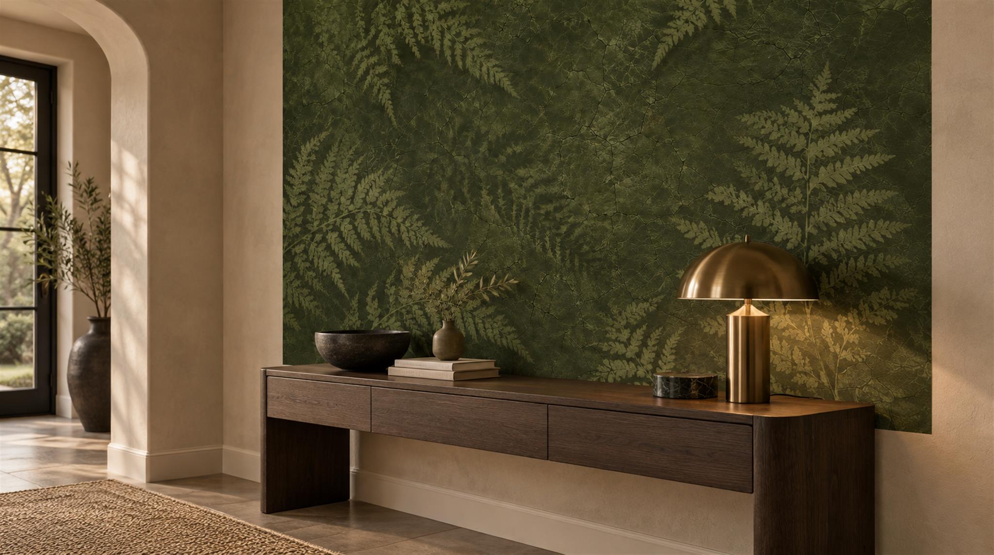 Olive Fern Foliage Wallpaper Mural Scene