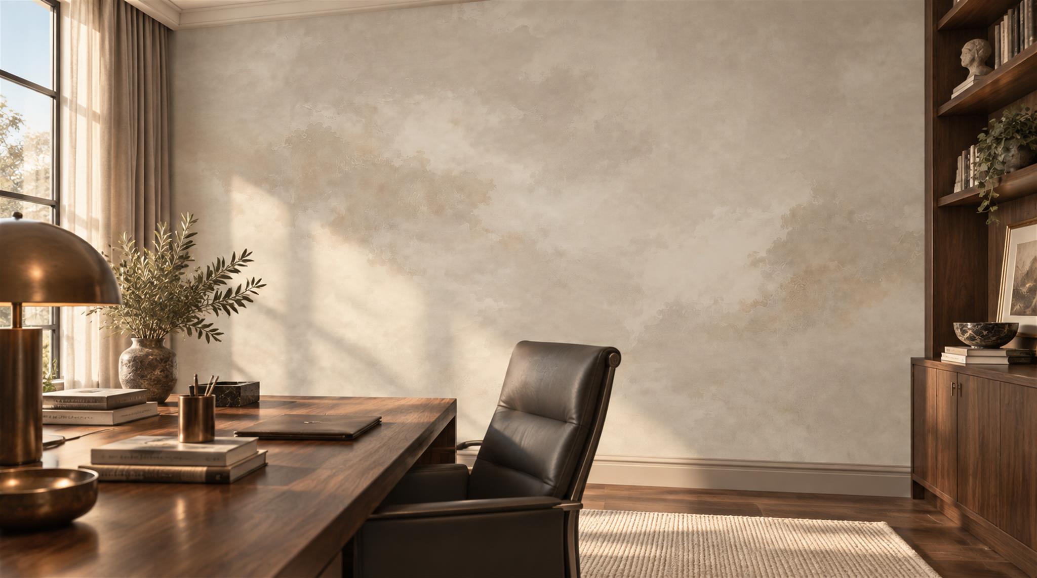 Taupe Soft Cloudscape Wallpaper Mural Scene