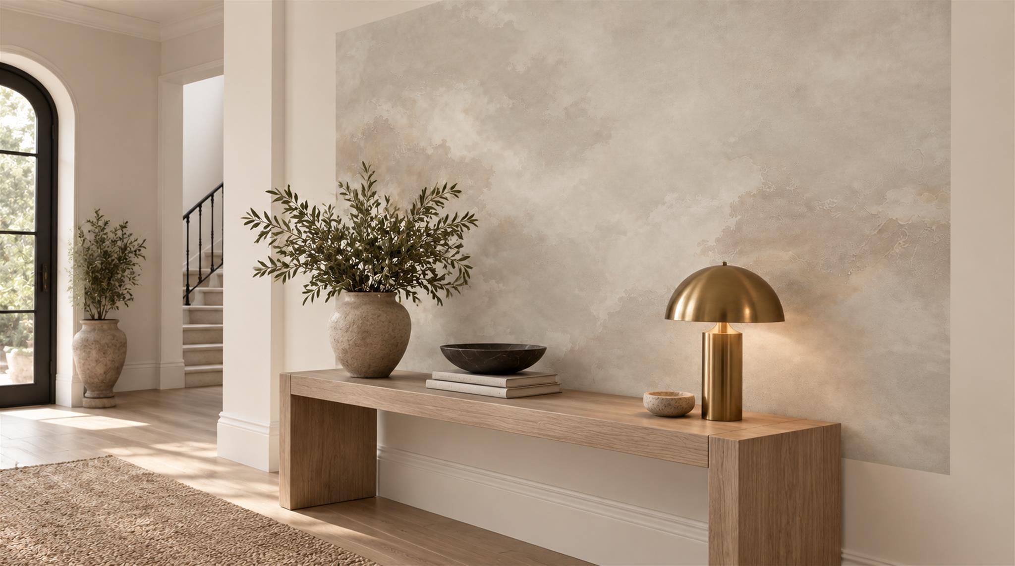 Taupe Soft Cloudscape Wallpaper Mural Scene