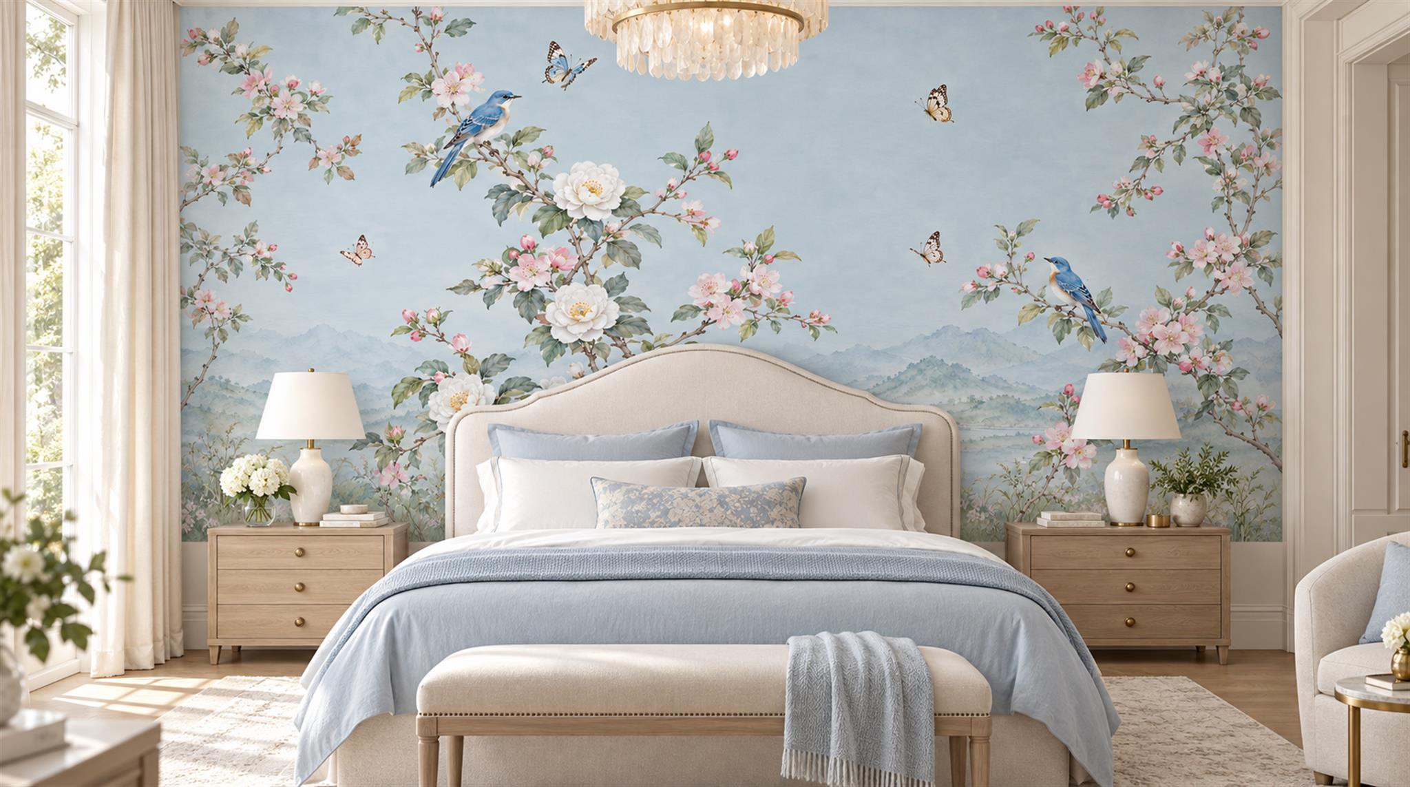 Blue Blossom Branches Wallpaper Mural Main