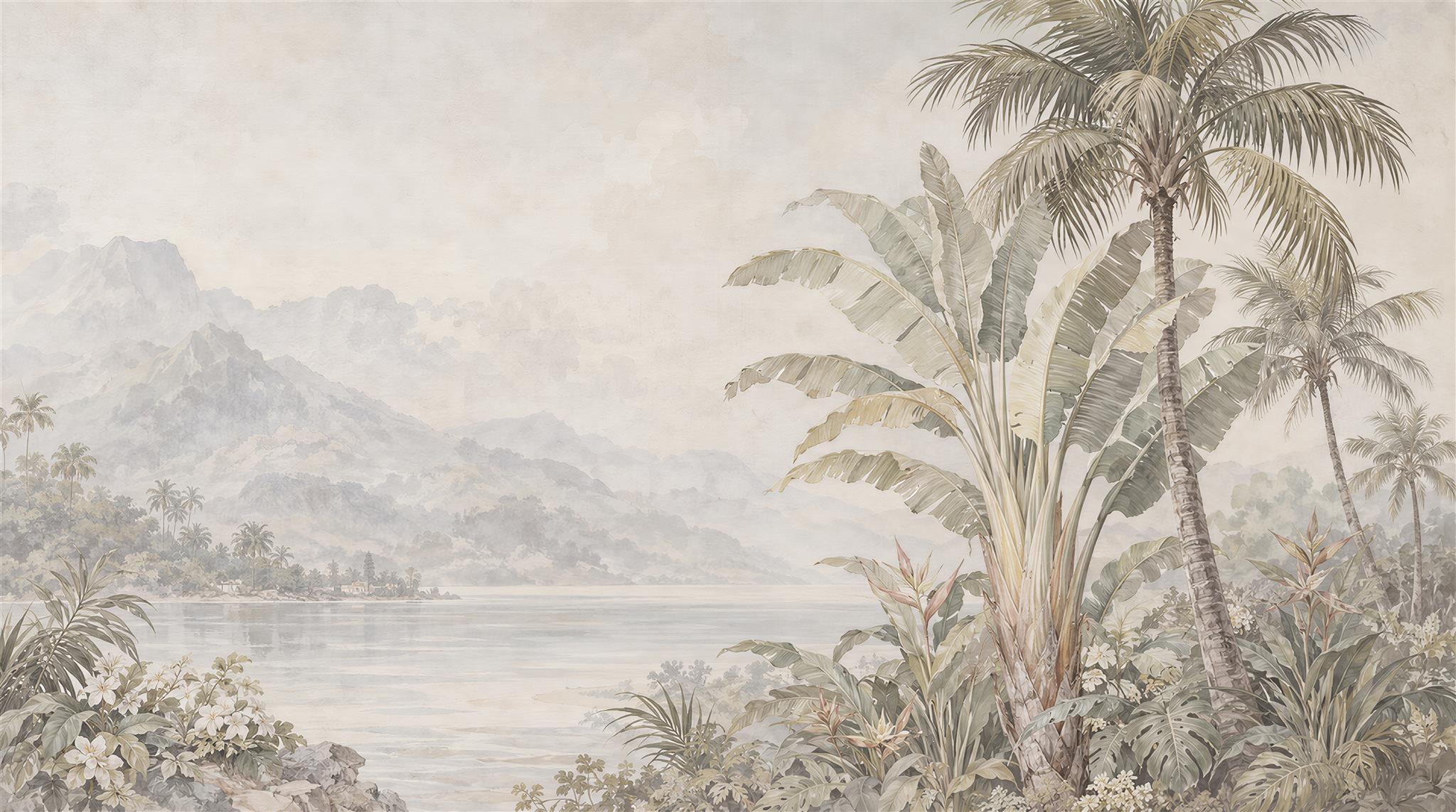Ivory Palm Leaves Wallpaper Mural Main