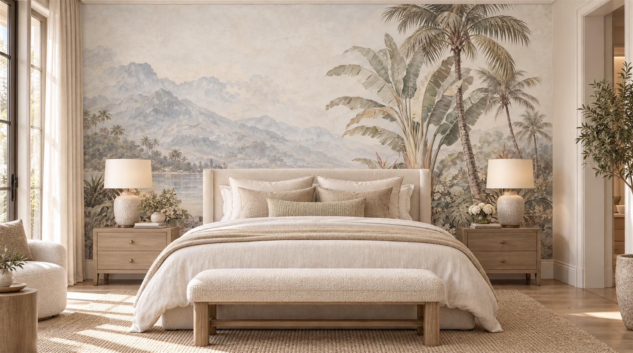 Ivory Palm Leaves Wallpaper Mural Main