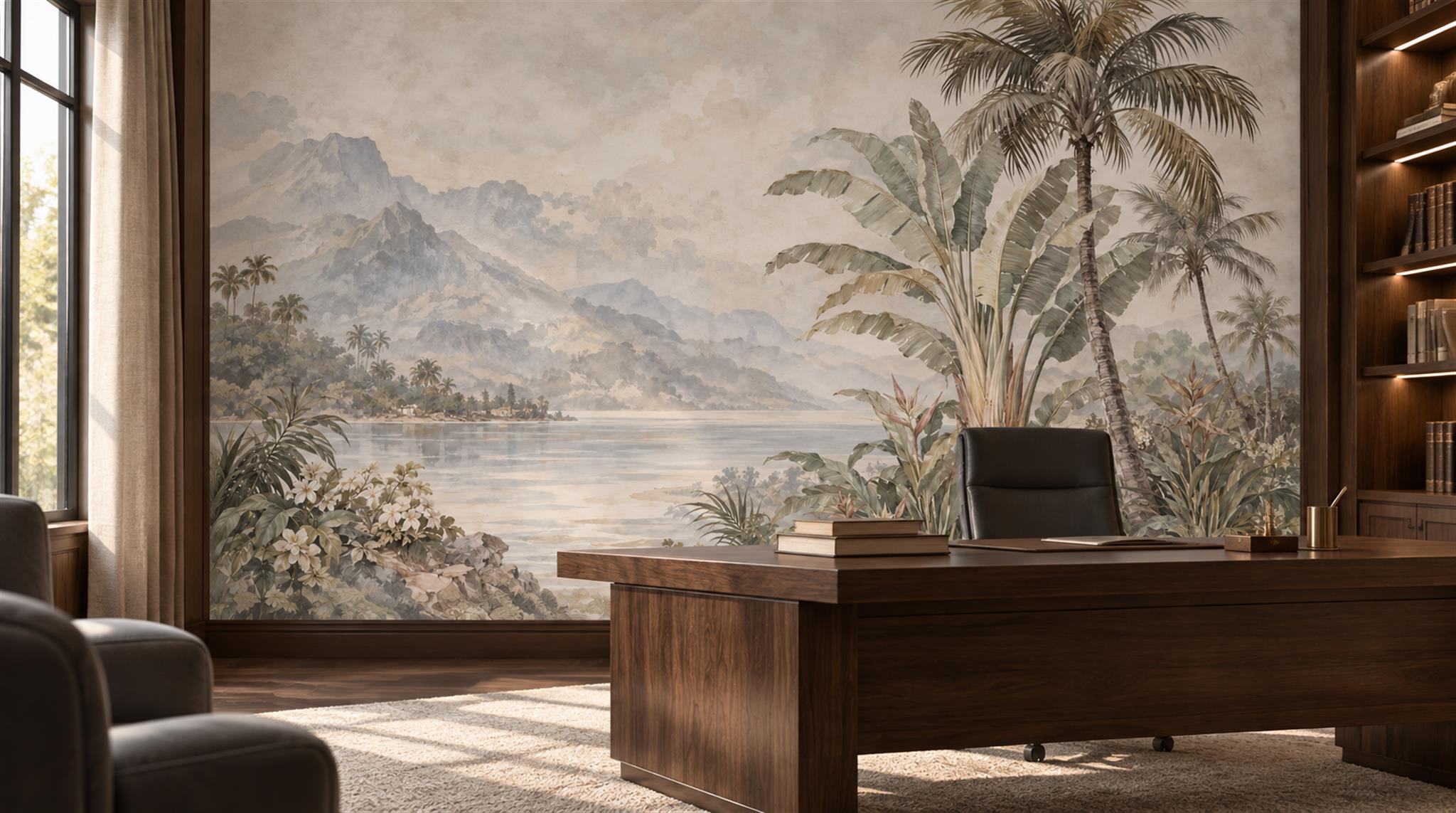 Ivory Palm Leaves Wallpaper Mural Scene