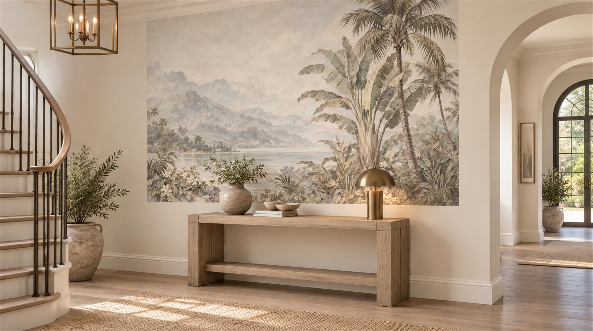 Ivory Palm Leaves Wallpaper Mural Scene