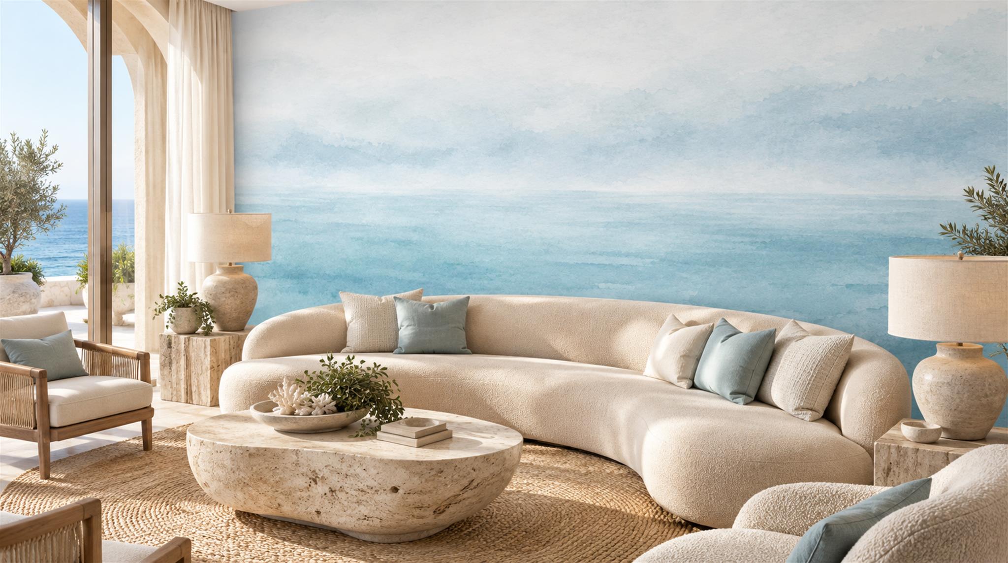 Blue Ocean Landscape Wallpaper Mural Scene