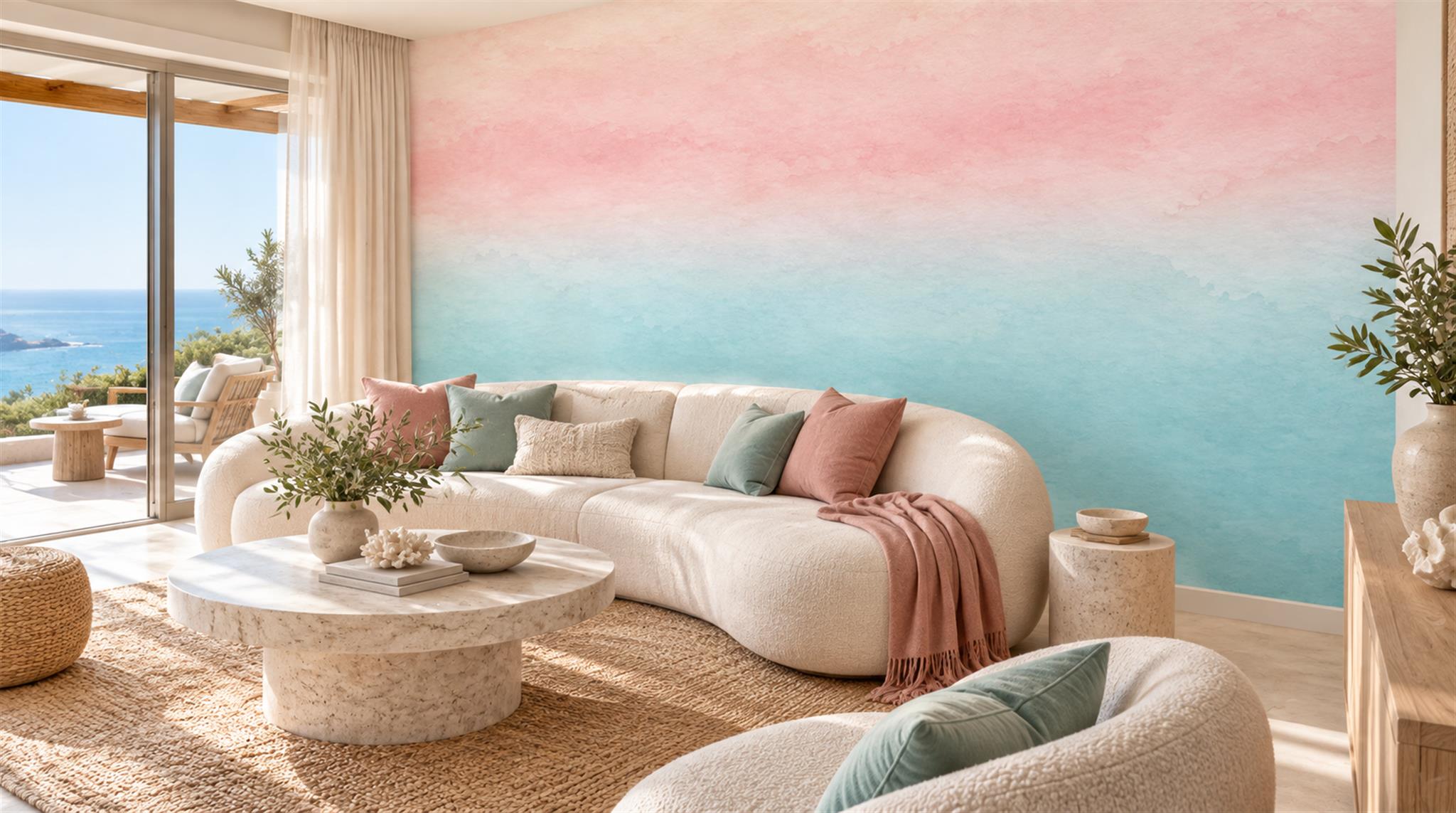 Soft Pastel Abstract Geometry Wallpaper Mural Scene