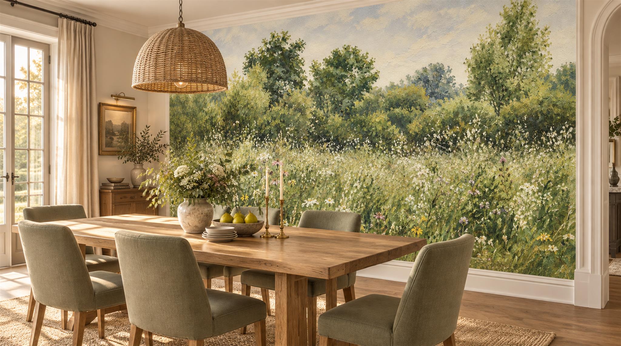 Green Decorative Wall Art Wallpaper Mural Scene