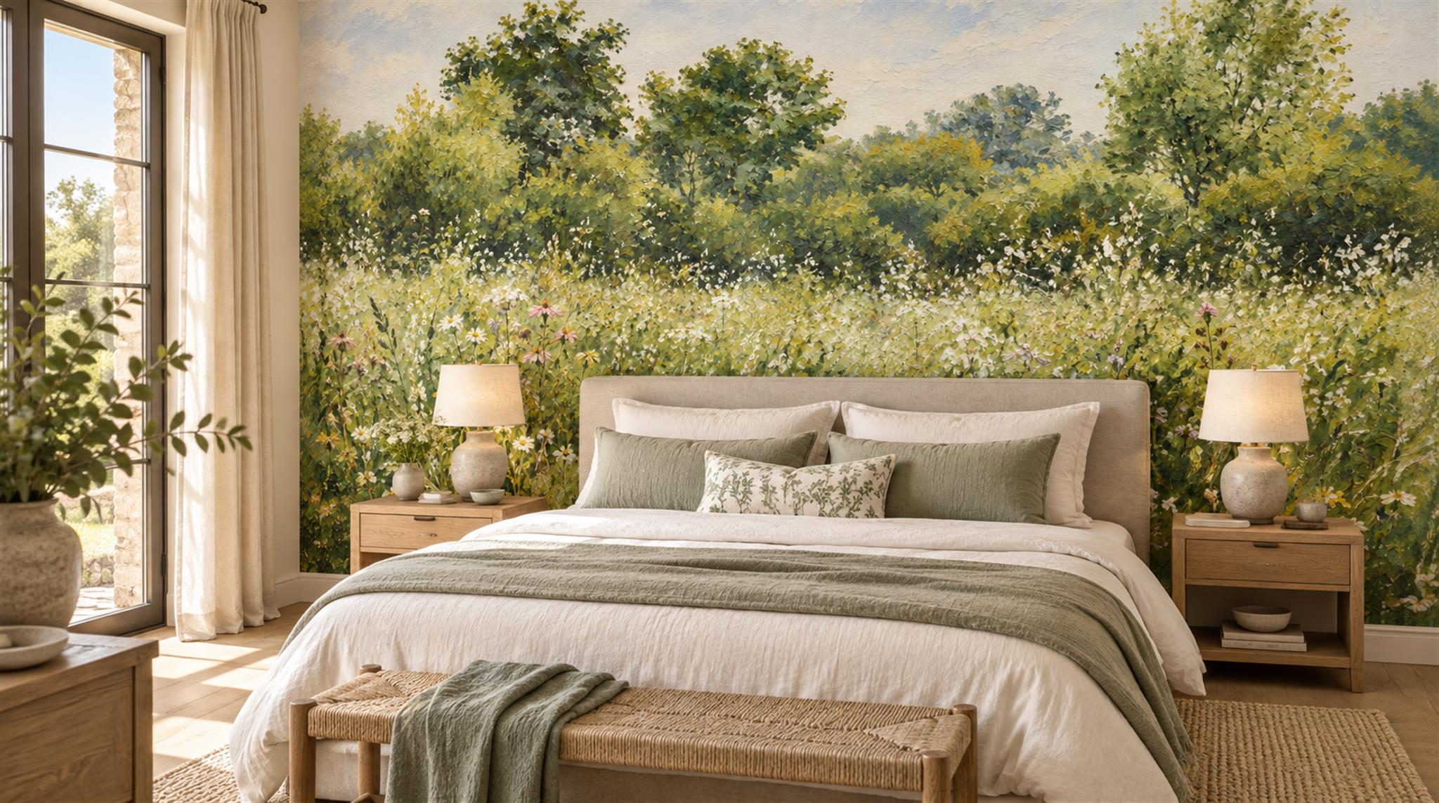 Green Decorative Wall Art Wallpaper Mural Scene
