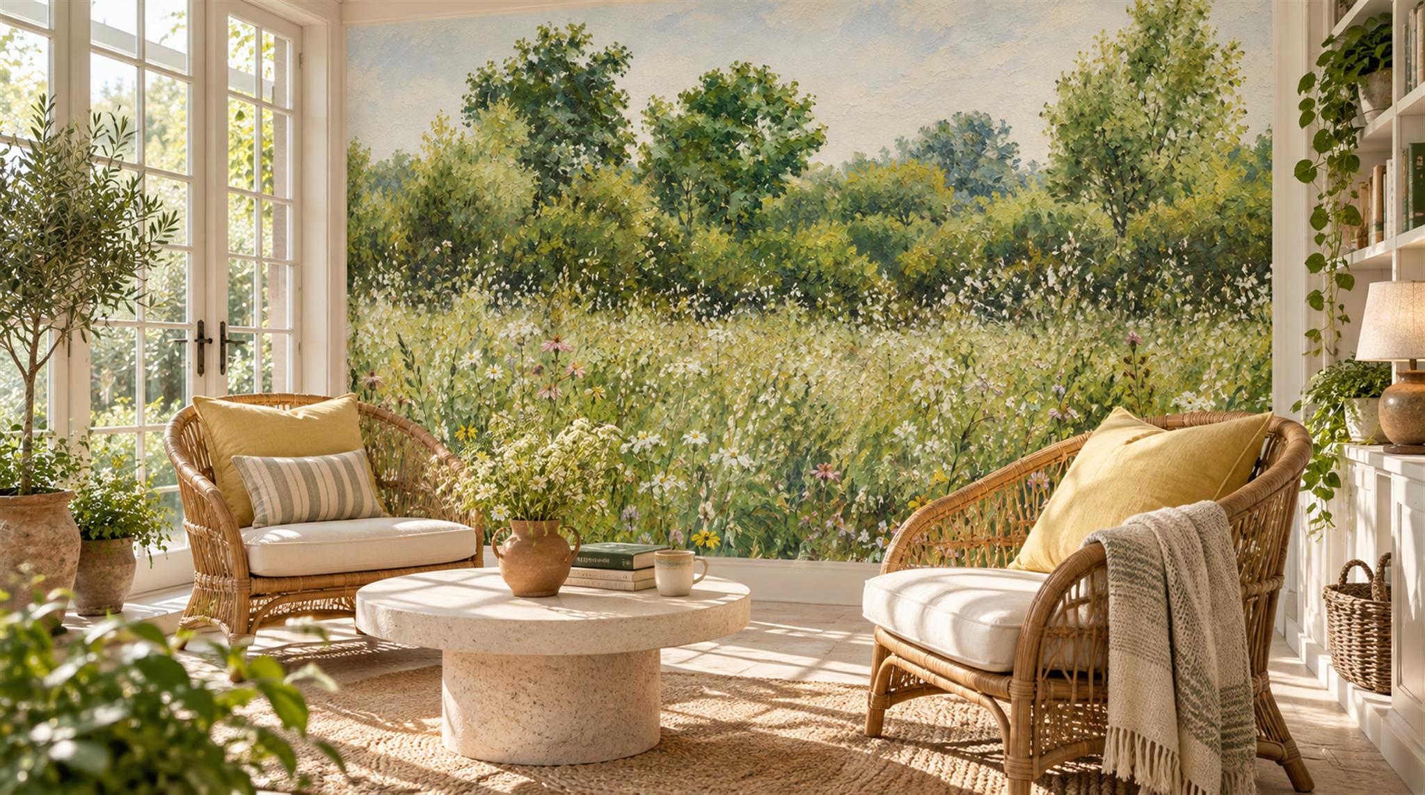 Green Decorative Wall Art Wallpaper Mural Scene