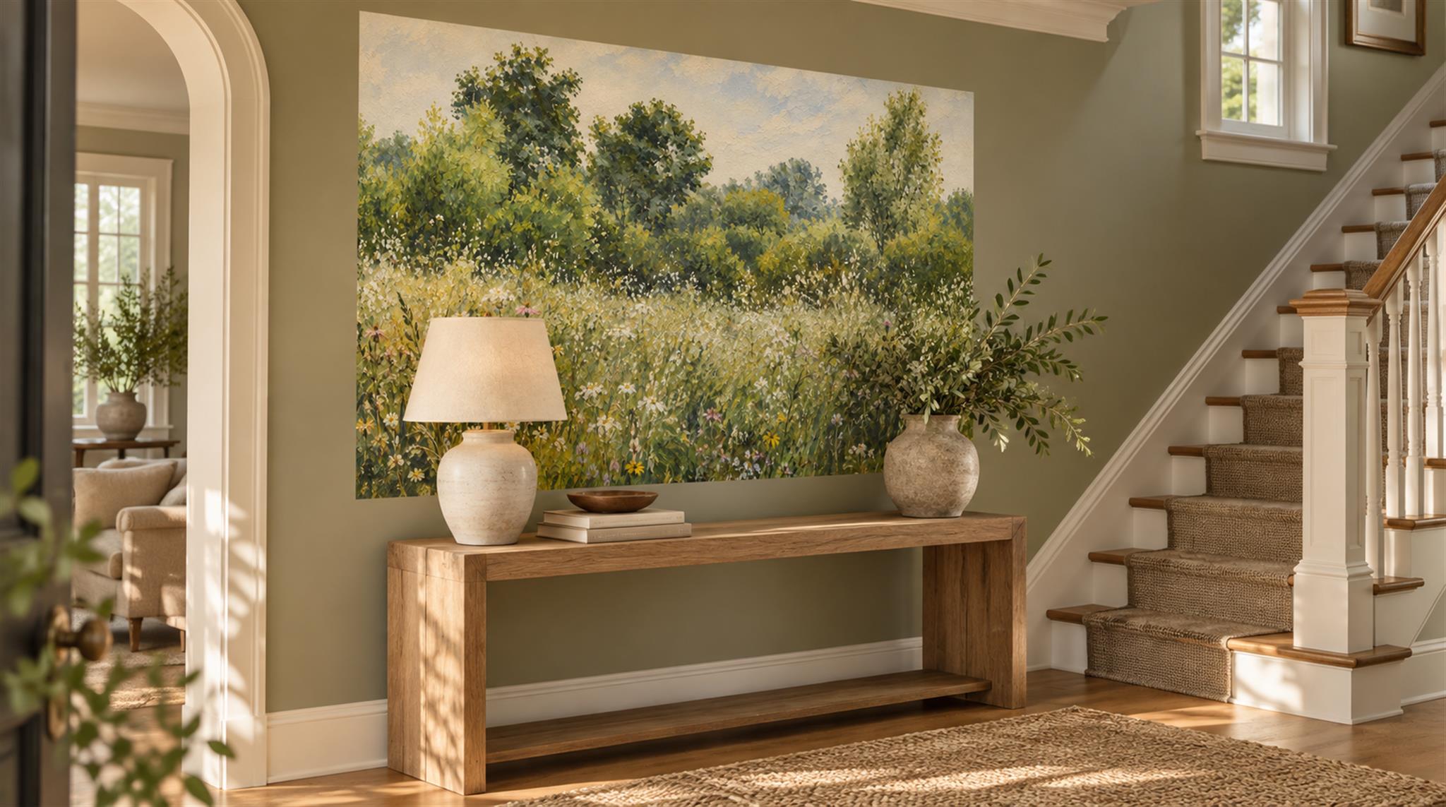 Green Decorative Wall Art Wallpaper Mural Scene