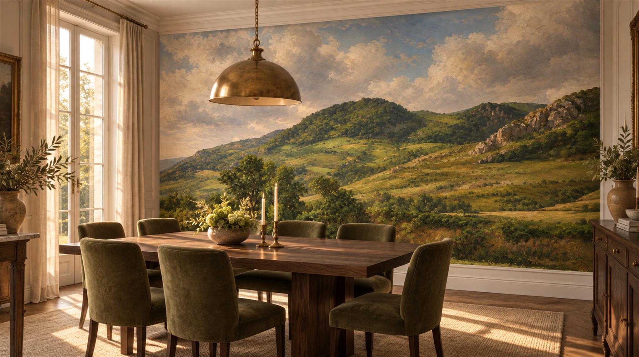 Gold Layered Foliage Wallpaper Mural Scene