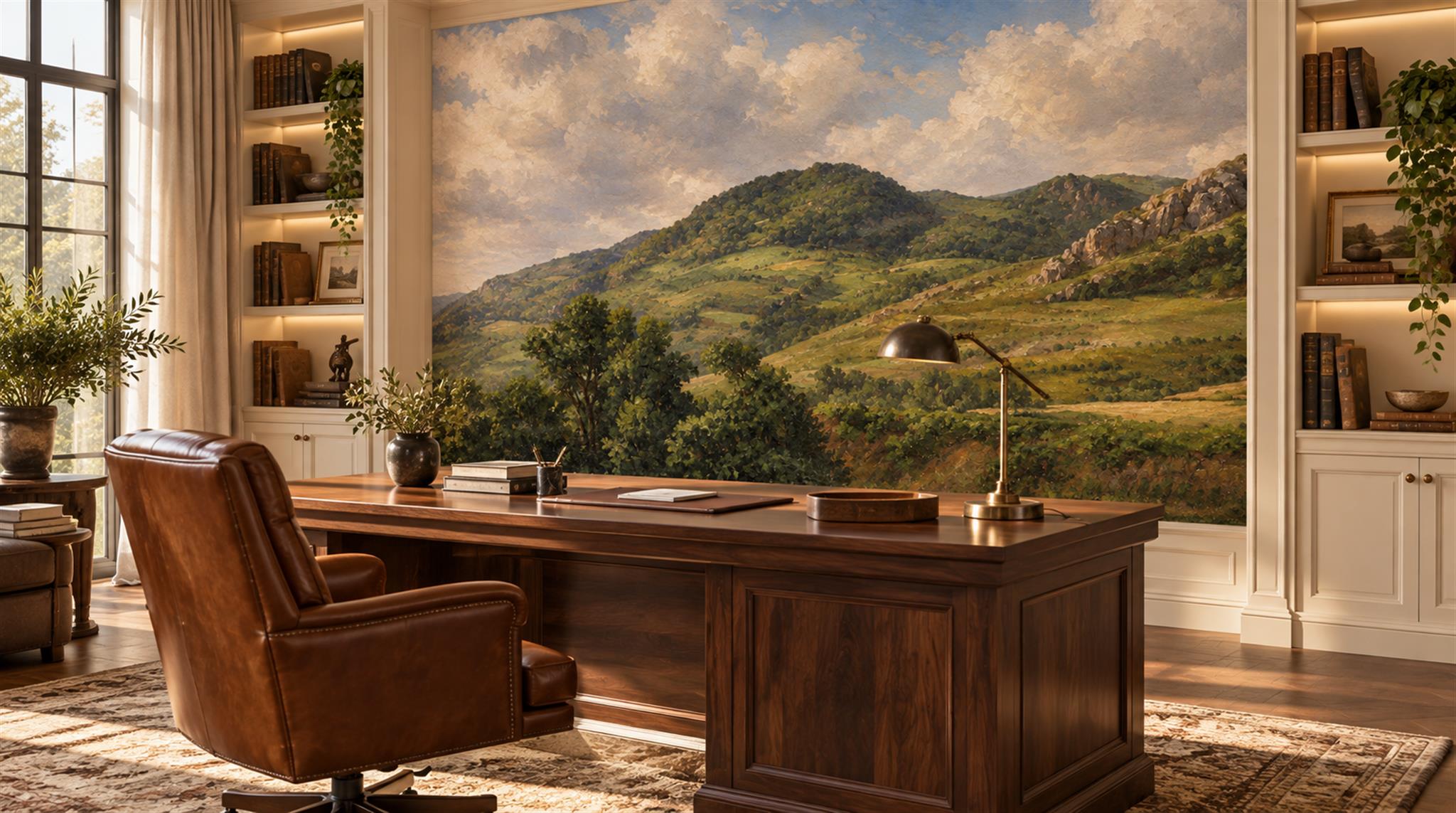 Gold Layered Foliage Wallpaper Mural Scene