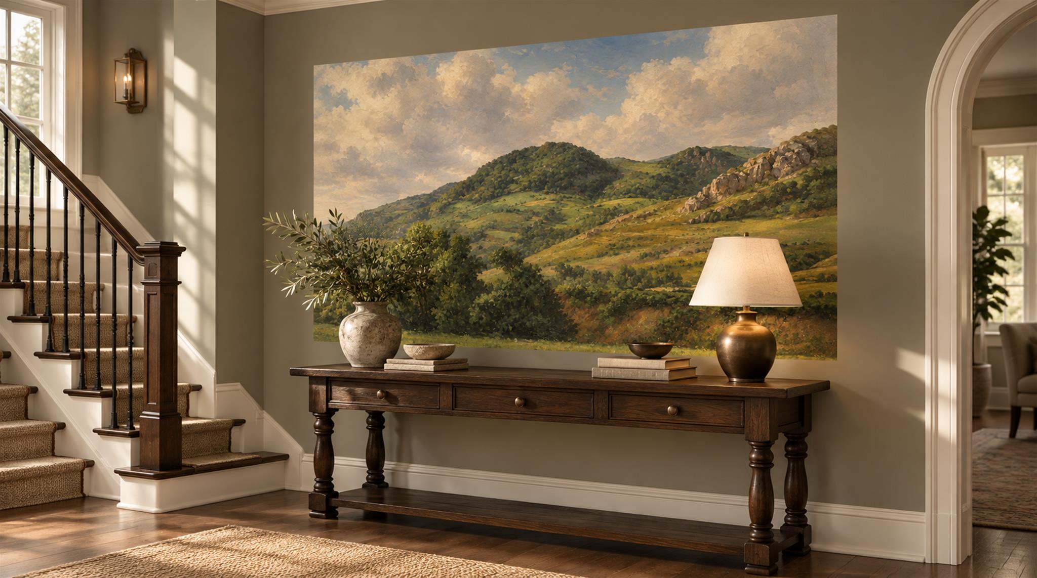 Gold Layered Foliage Wallpaper Mural Scene