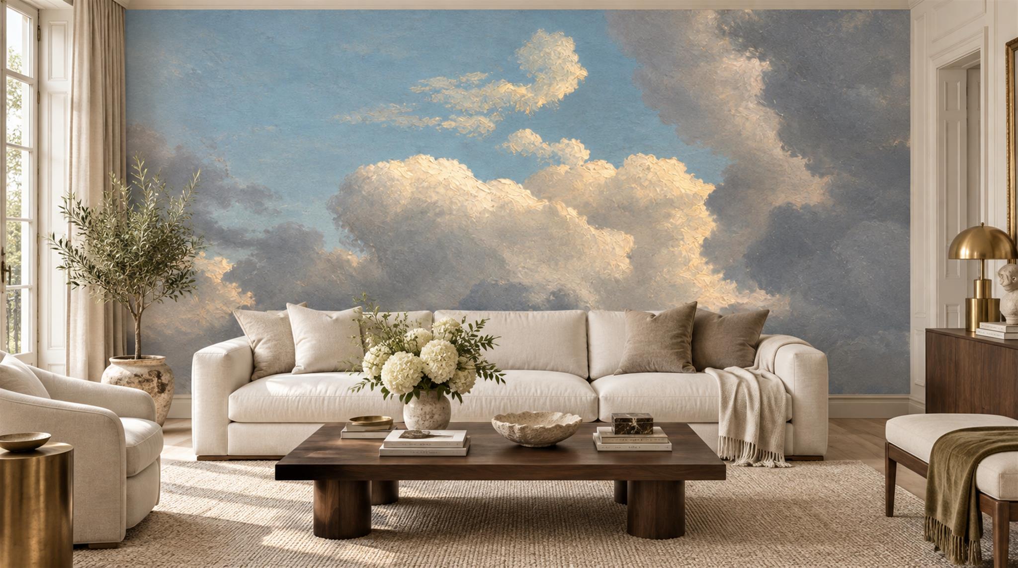 Blue Soft Cloudscape Wallpaper Mural Main