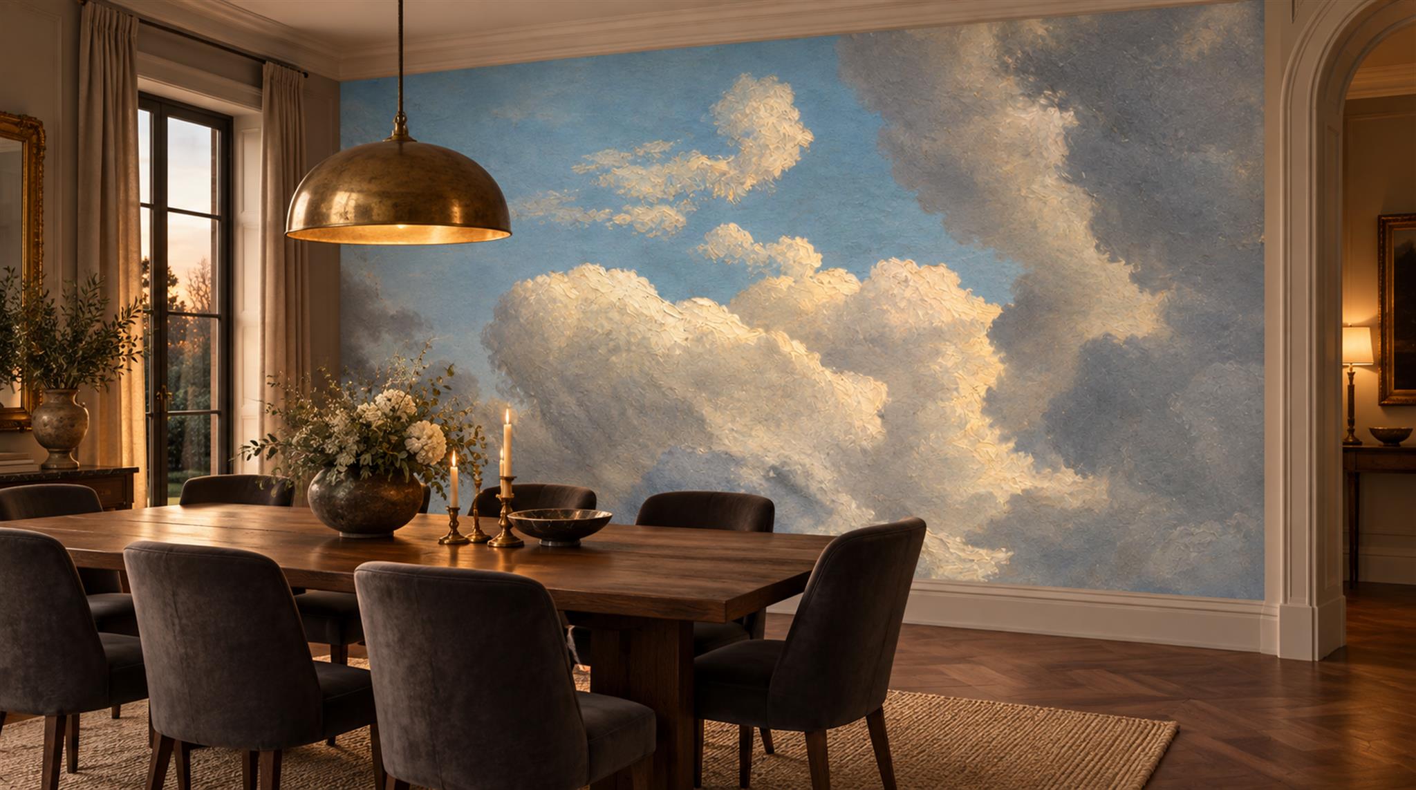 Blue Soft Cloudscape Wallpaper Mural Scene