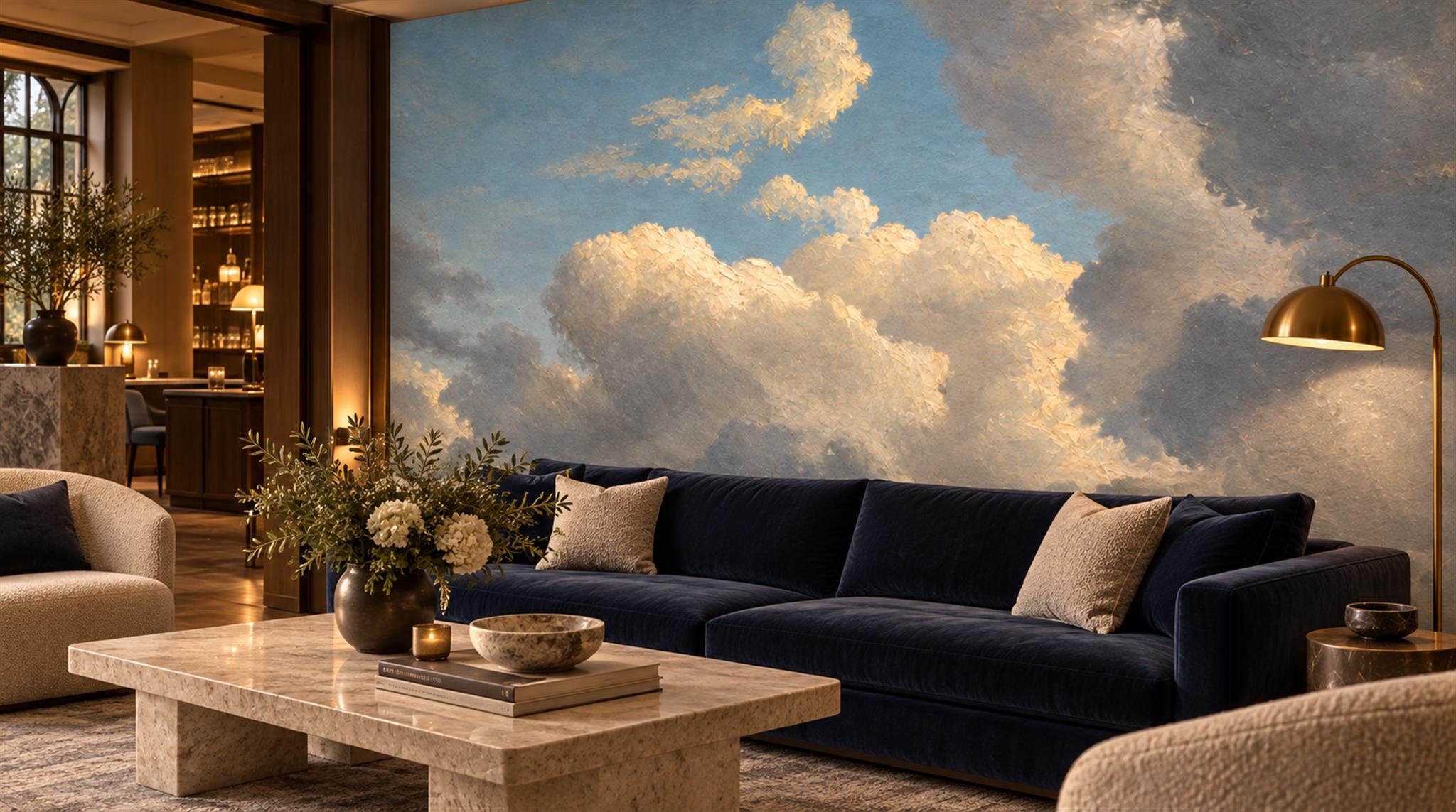 Blue Soft Cloudscape Wallpaper Mural Scene