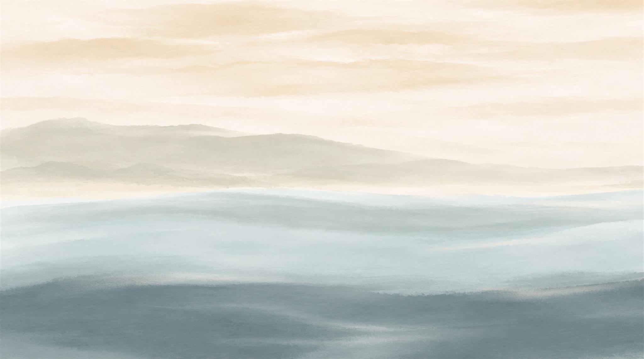 Sage Green Ocean Landscape Wallpaper Mural Main