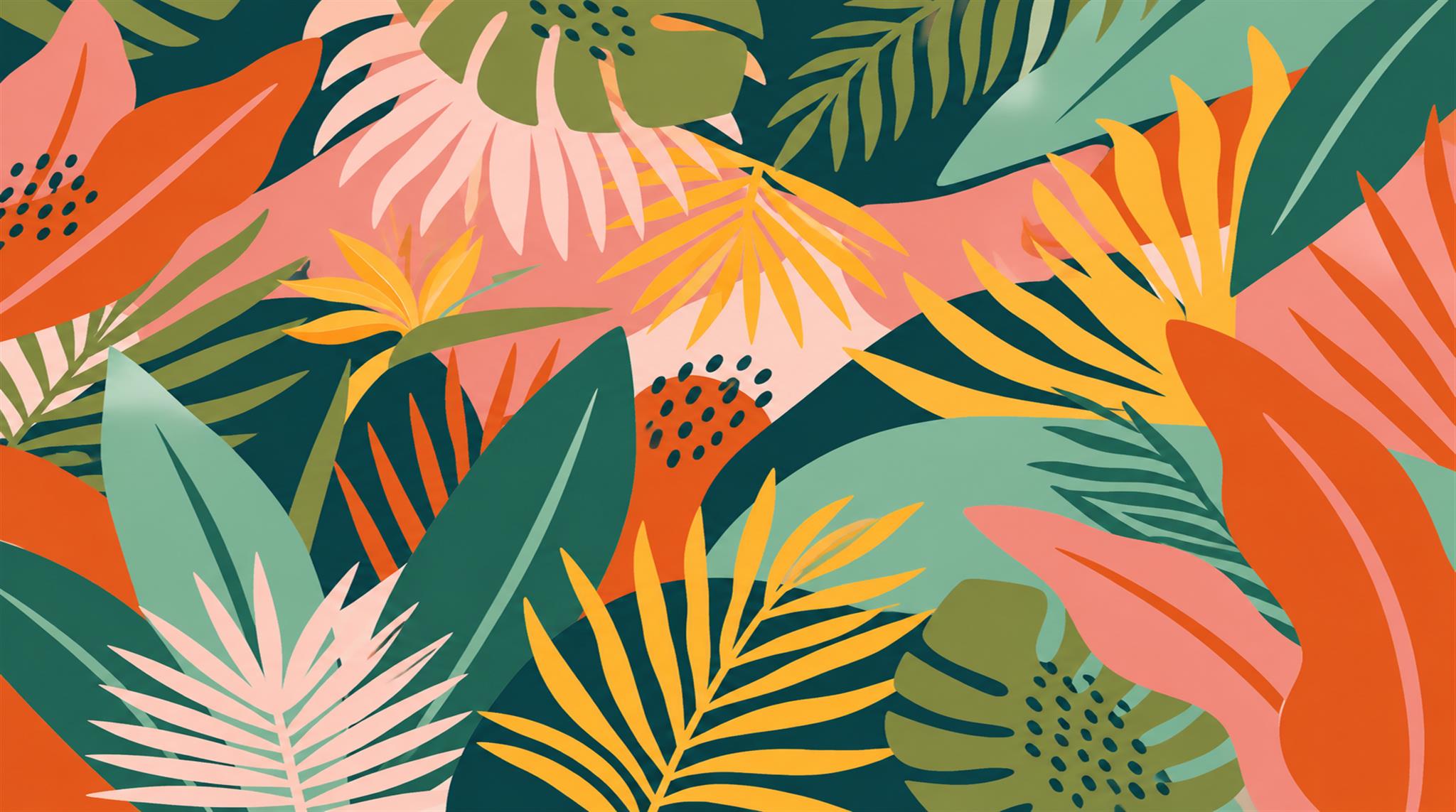 Neutral Tropical Foliage Wallpaper Mural Main