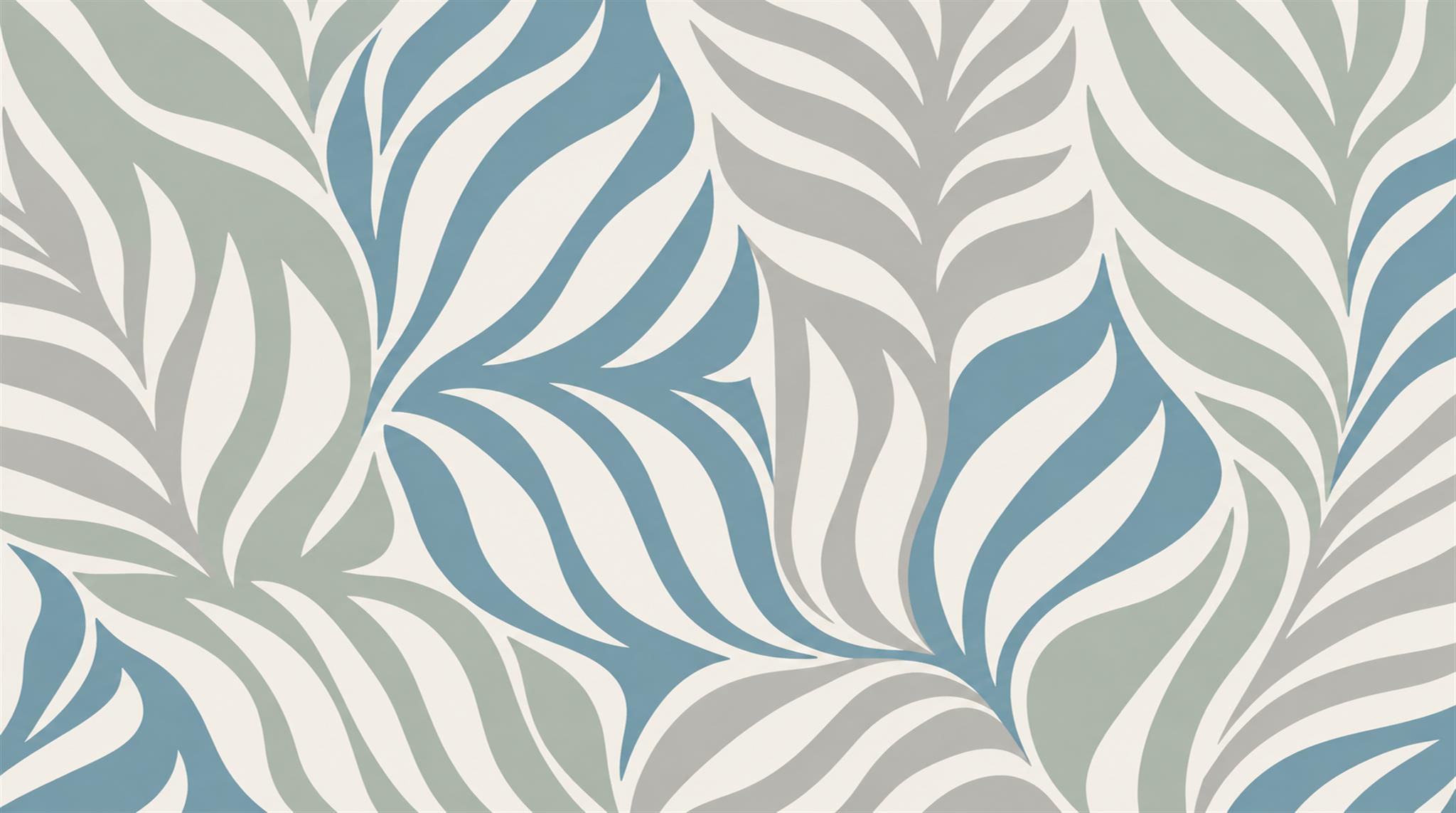 Blue Leaf Patterning Wallpaper Mural Main