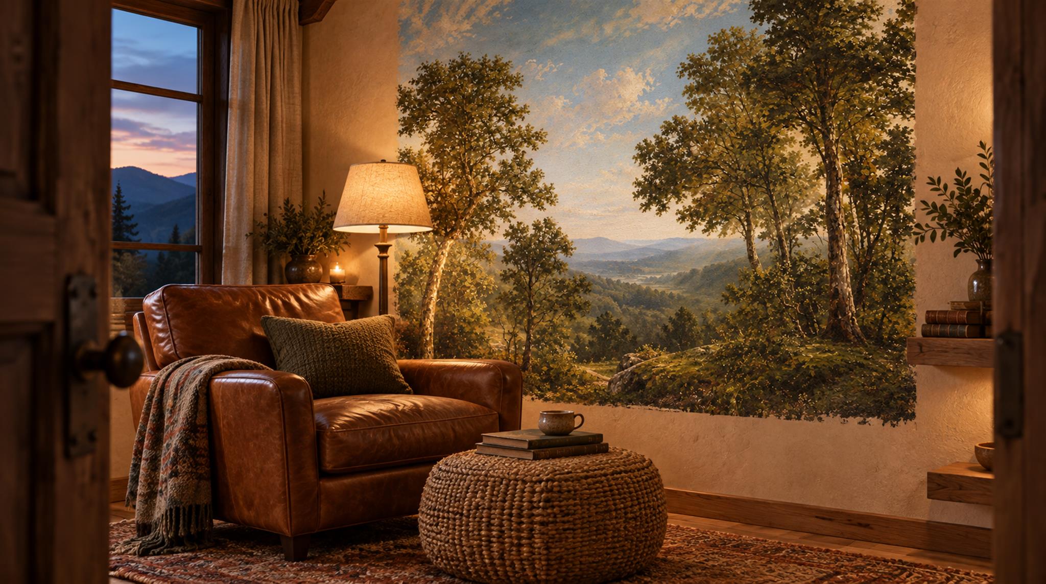 Green Woodland Trees Wallpaper Mural Scene