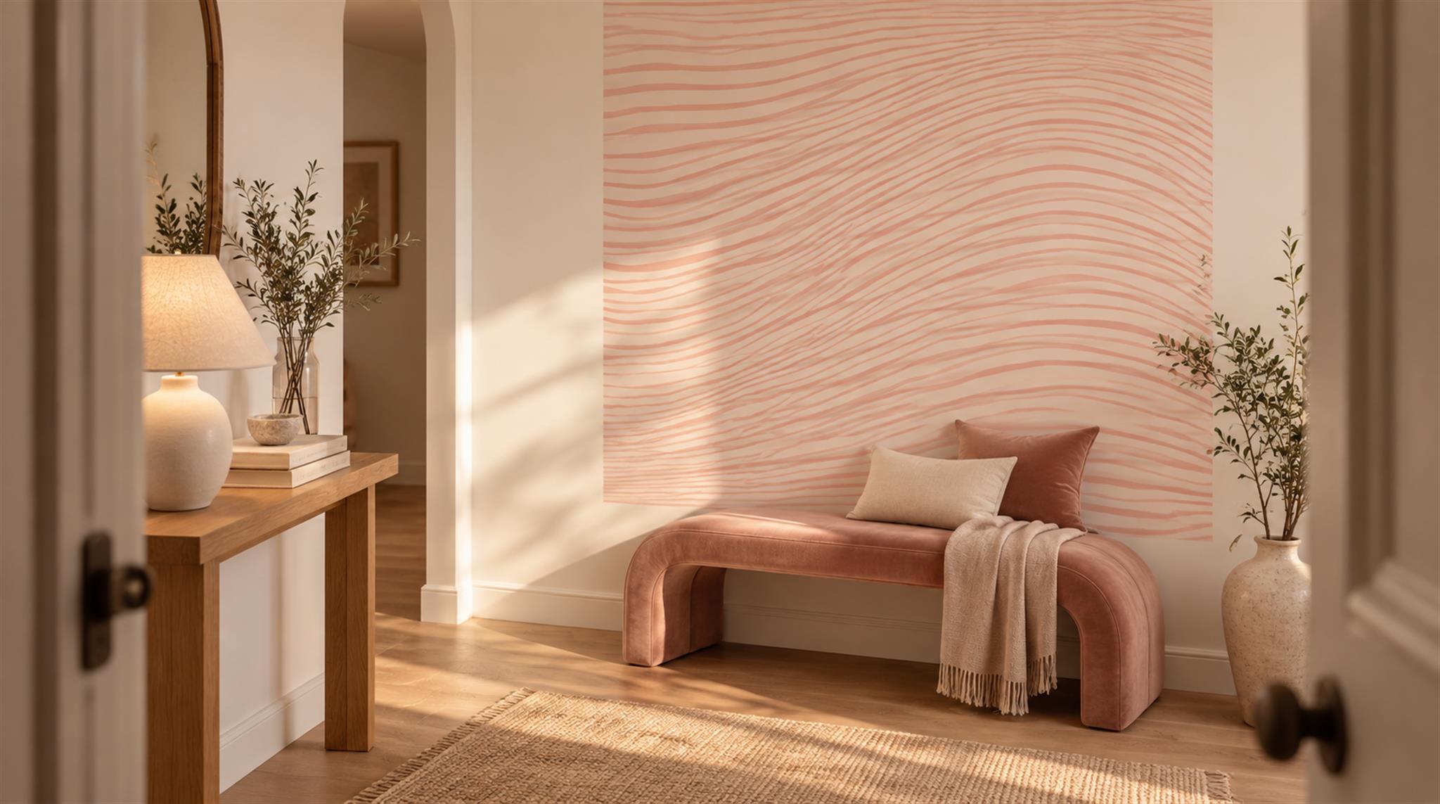 Pink Decorative Wall Art Wallpaper Mural Scene