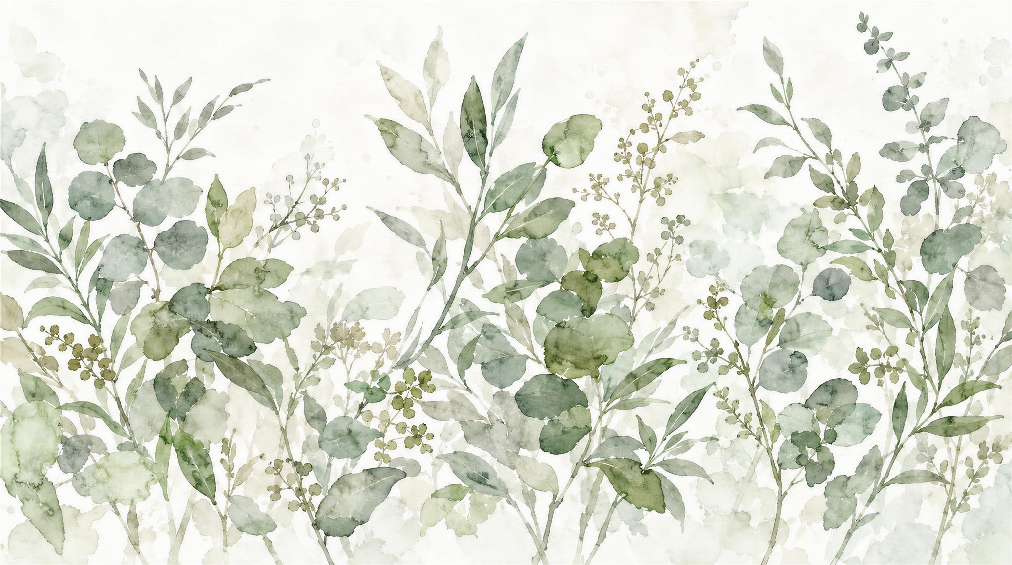 Sage Green Decorative Wall Art Wallpaper Mural Main