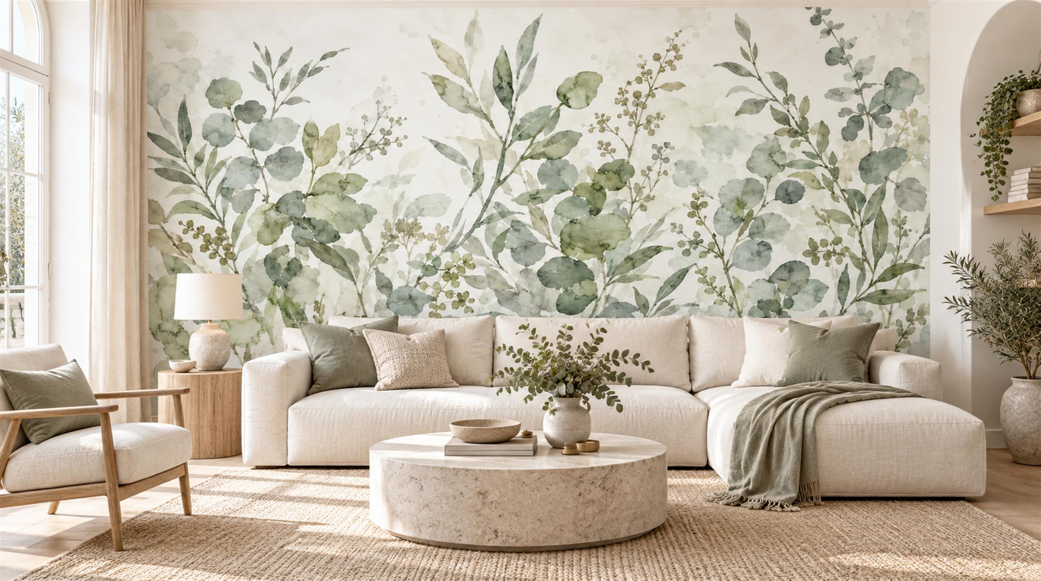 Sage Green Decorative Wall Art Wallpaper Mural Main