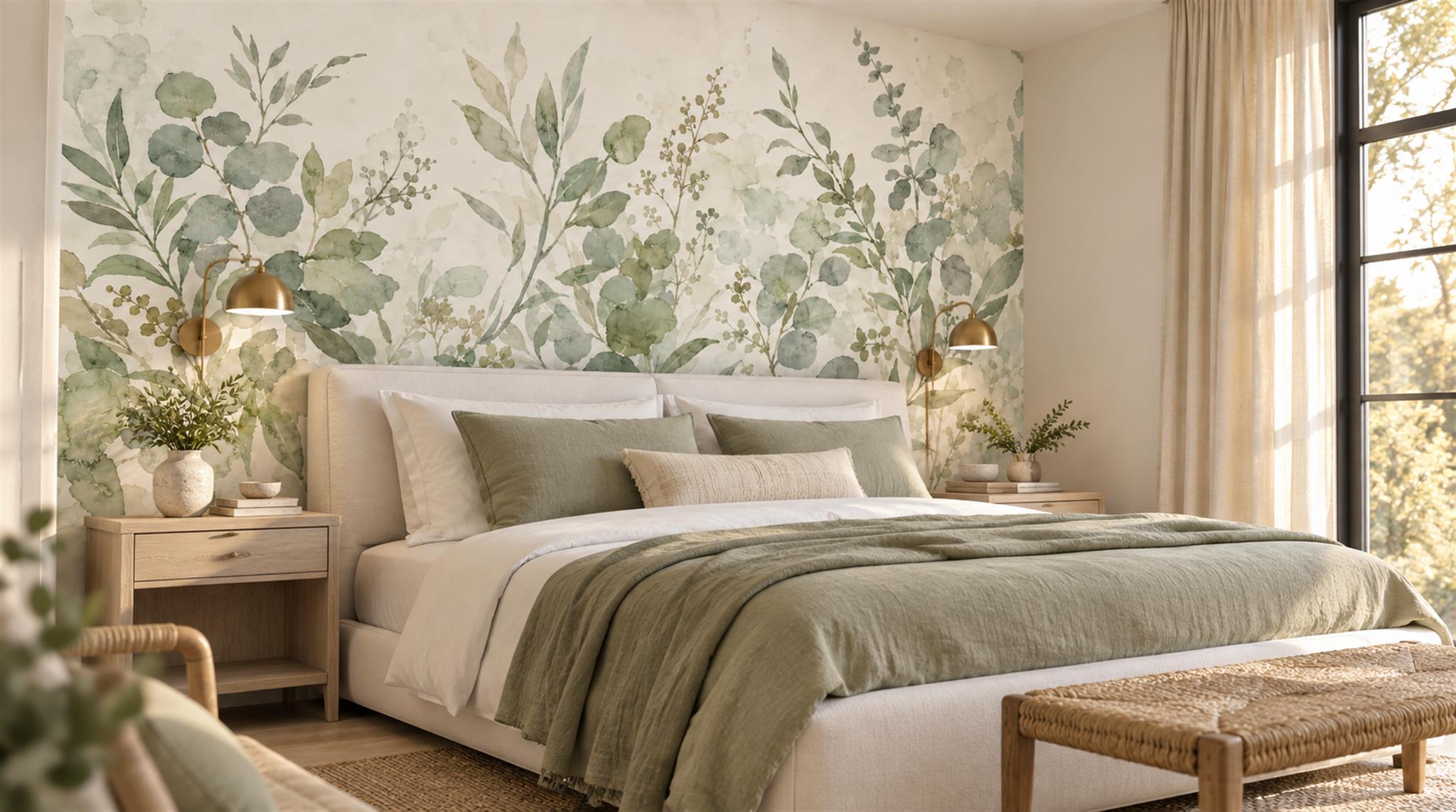 Sage Green Decorative Wall Art Wallpaper Mural Scene