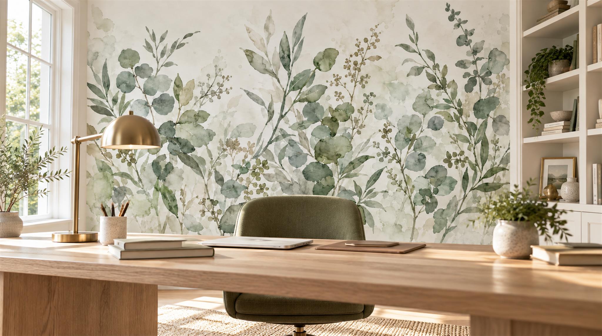 Sage Green Decorative Wall Art Wallpaper Mural Scene