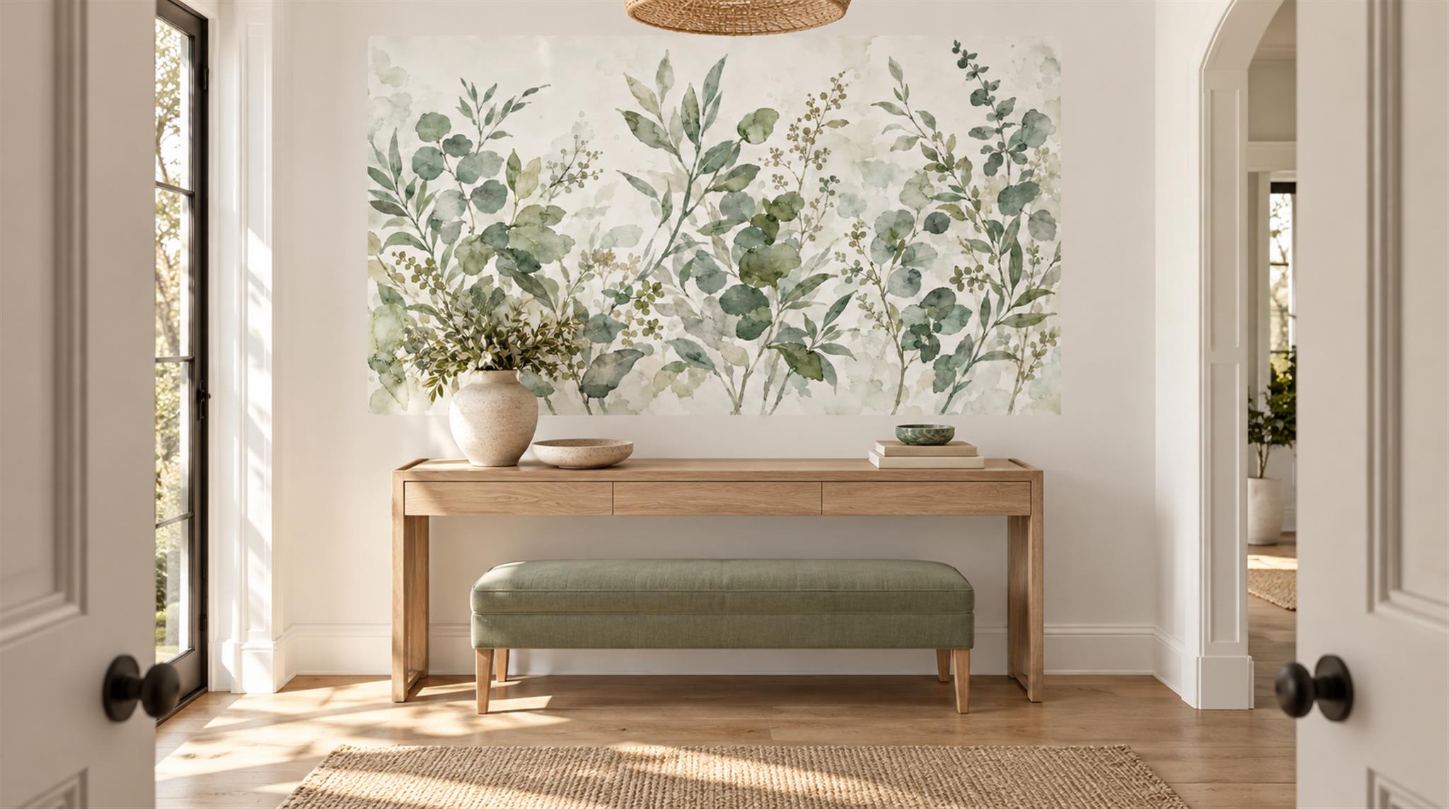 Sage Green Decorative Wall Art Wallpaper Mural Scene