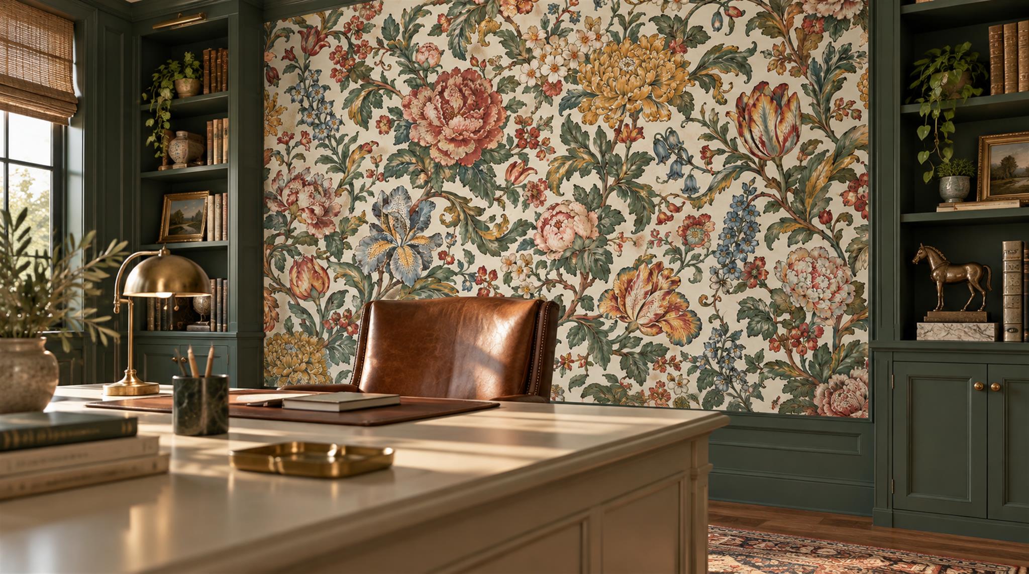 Neutral Floral Foliage Wallpaper Mural Scene