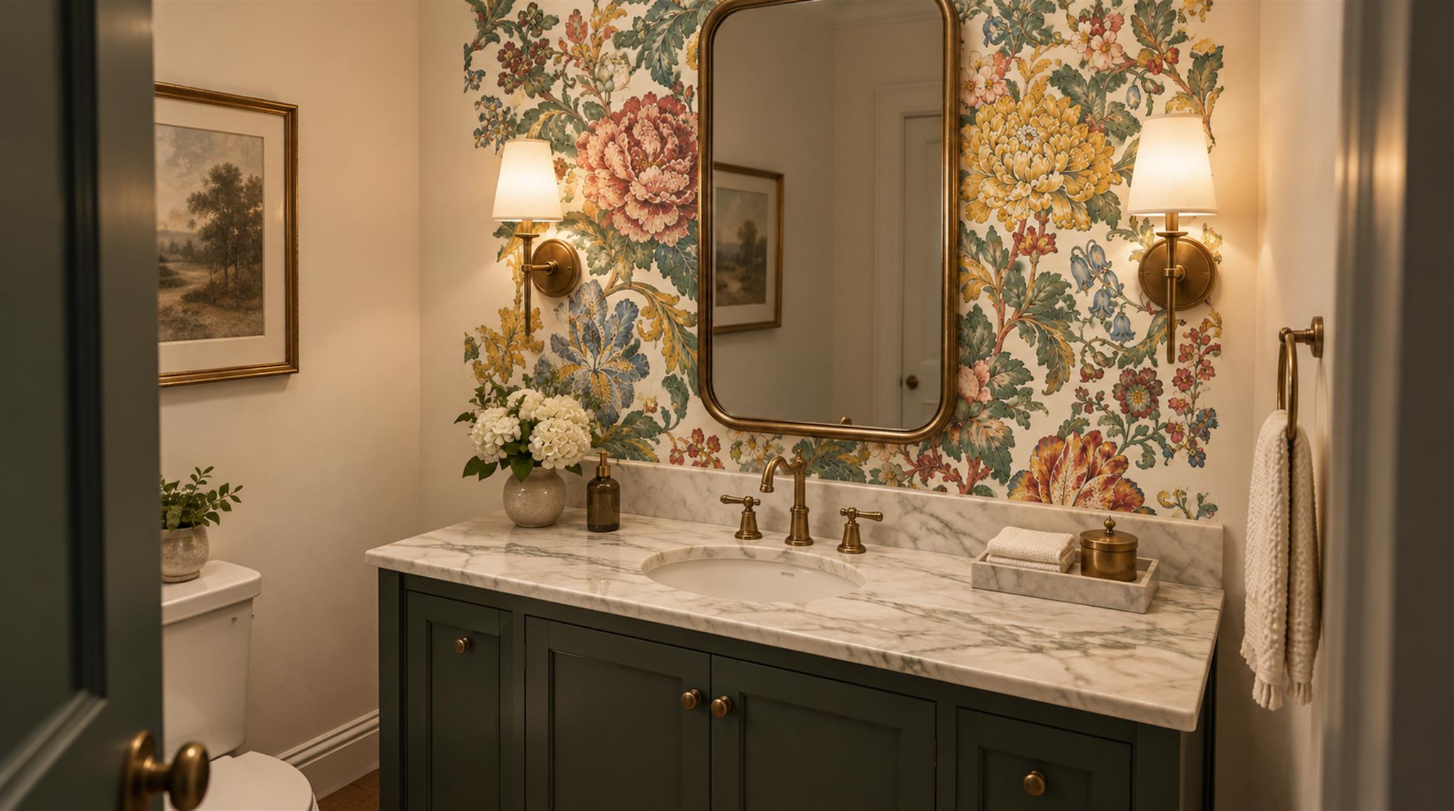 Neutral Floral Foliage Wallpaper Mural Scene