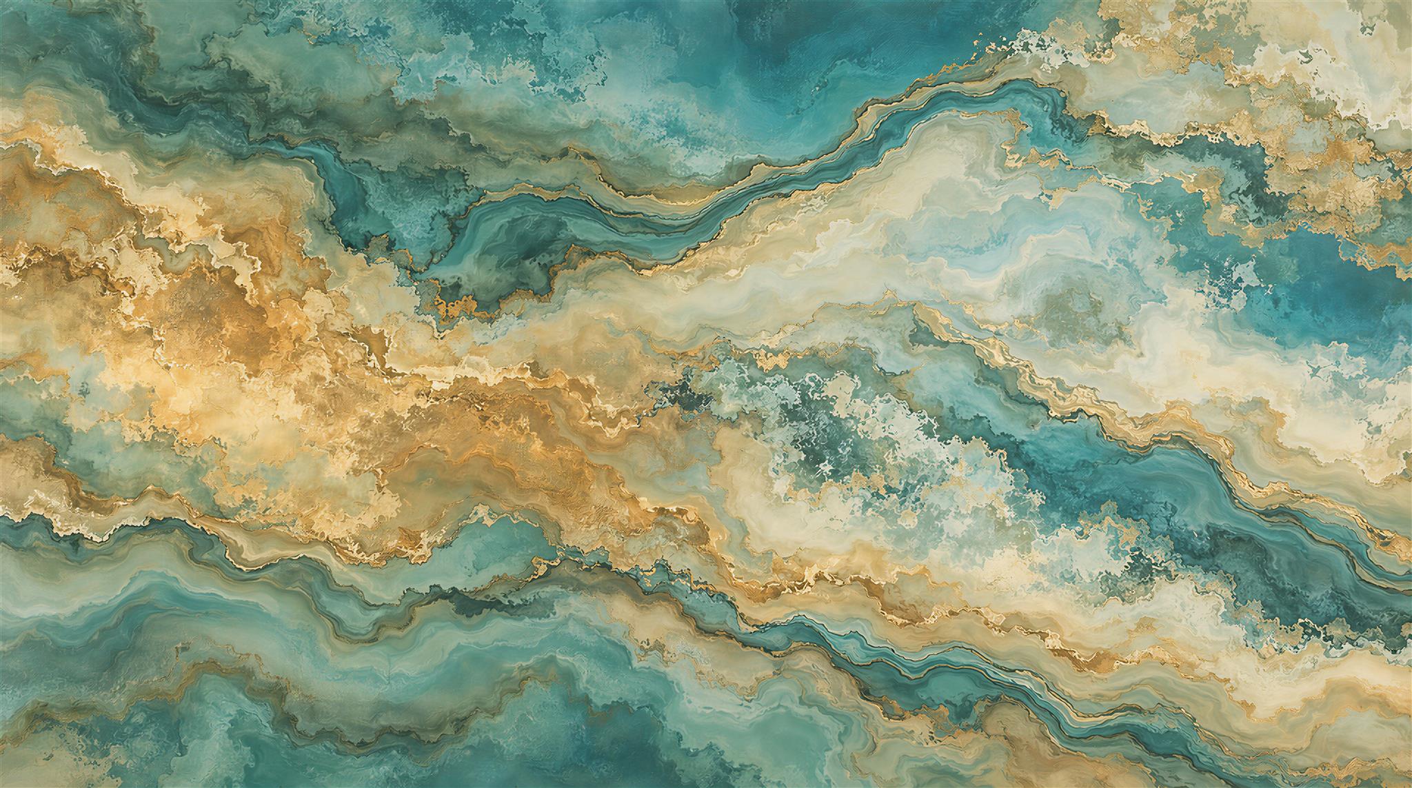Teal Marble Veining Wallpaper Mural Main