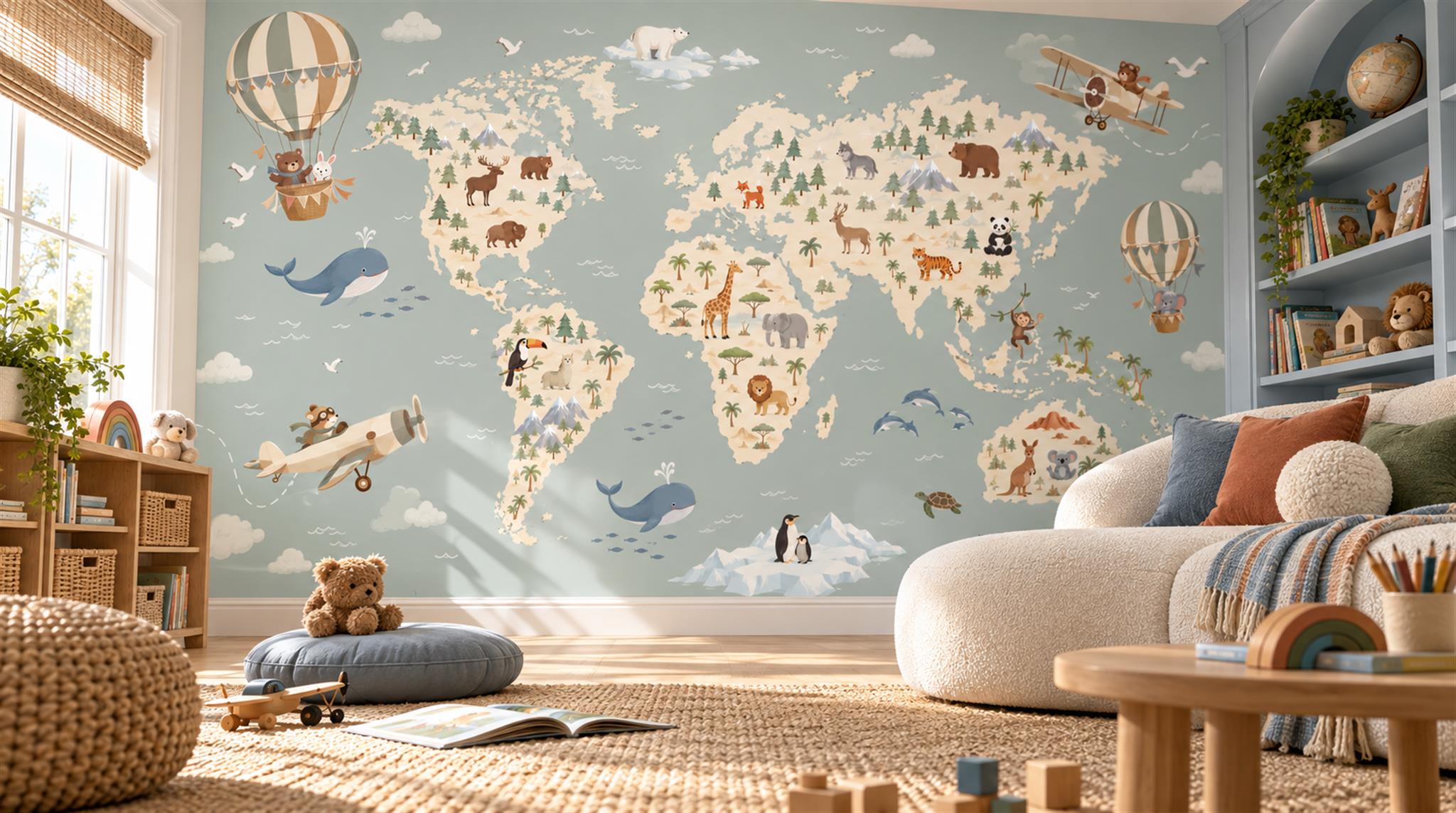 Blue Decorative Wall Art Wallpaper Mural Scene