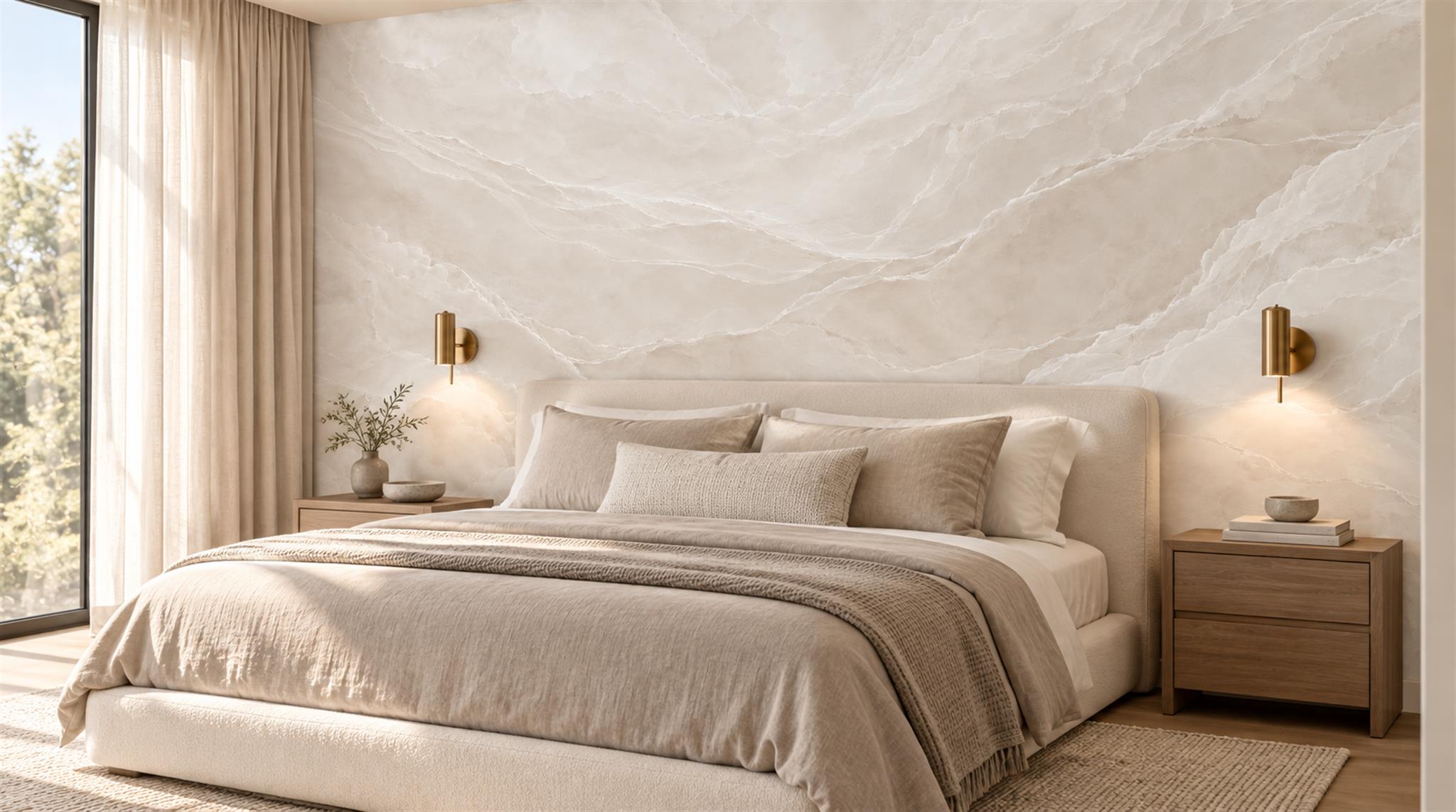Ivory Marble Veining Wallpaper Mural Scene