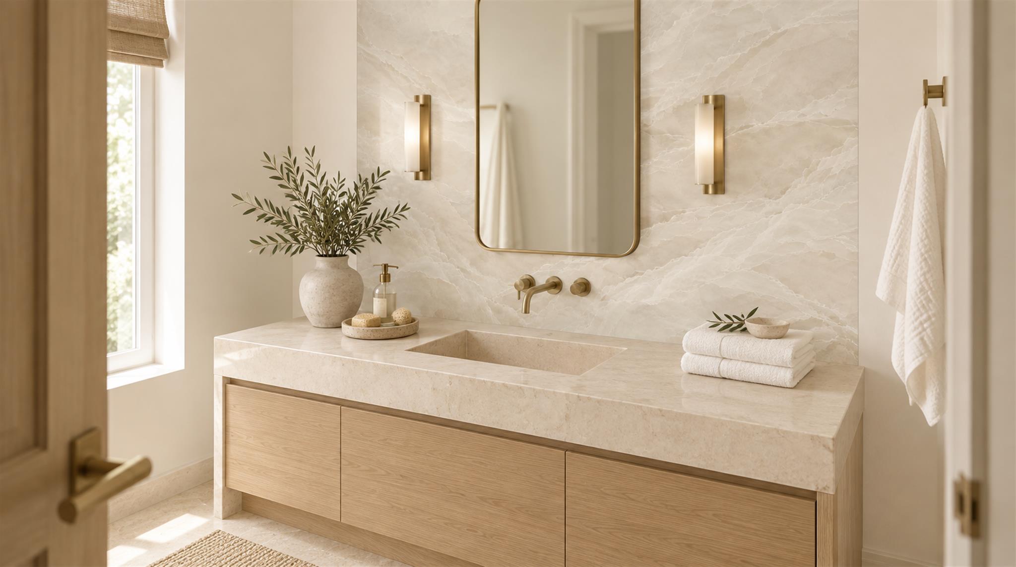 Ivory Marble Veining Wallpaper Mural Scene