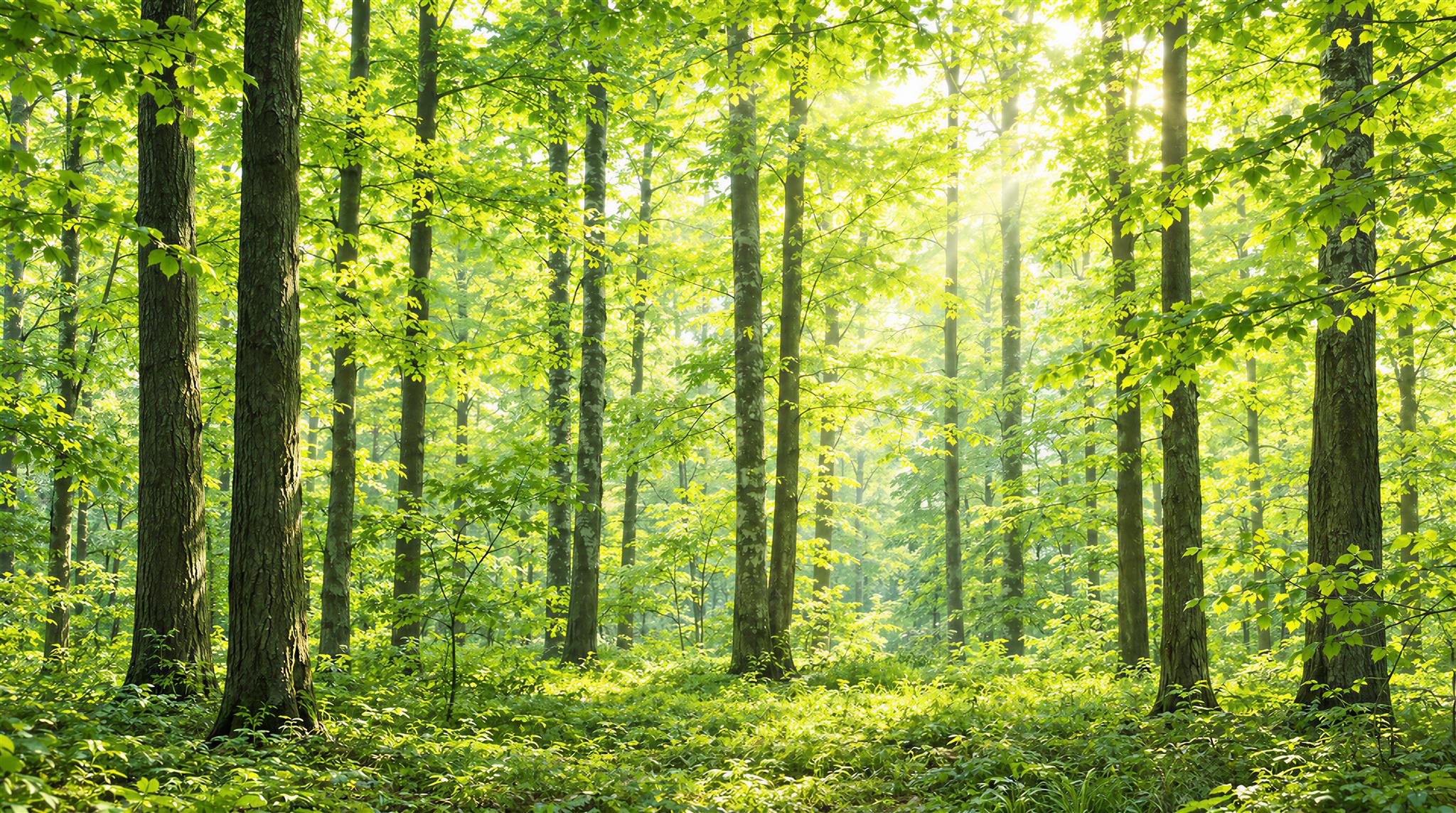 Green Woodland Trees Wallpaper Mural Main