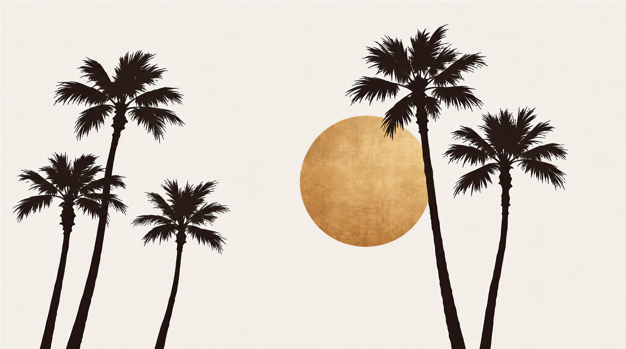 Neutral Palm Leaves Wallpaper Mural Main