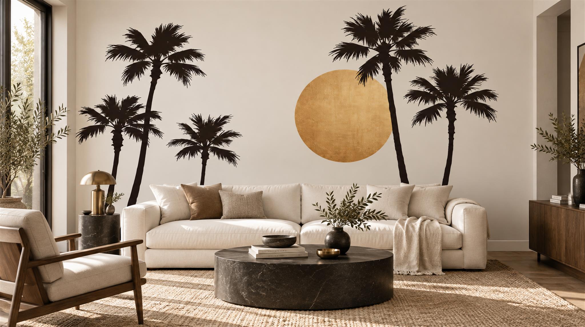 Neutral Palm Leaves Wallpaper Mural Main