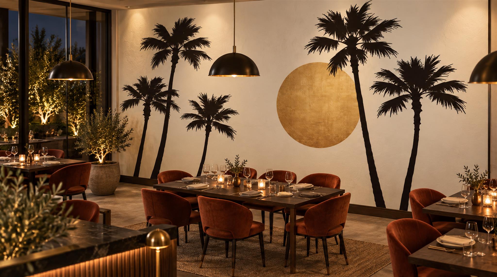 Neutral Palm Leaves Wallpaper Mural Scene