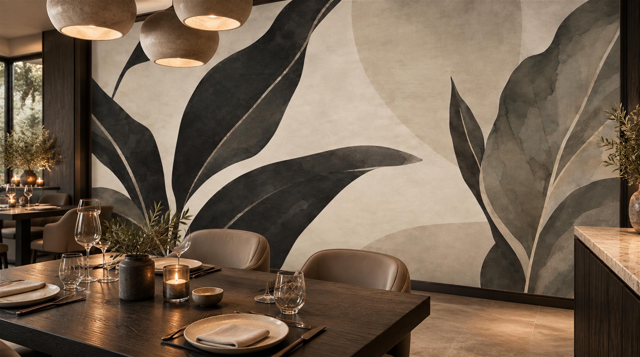 Natural Leaf Patterning Wallpaper Mural Scene