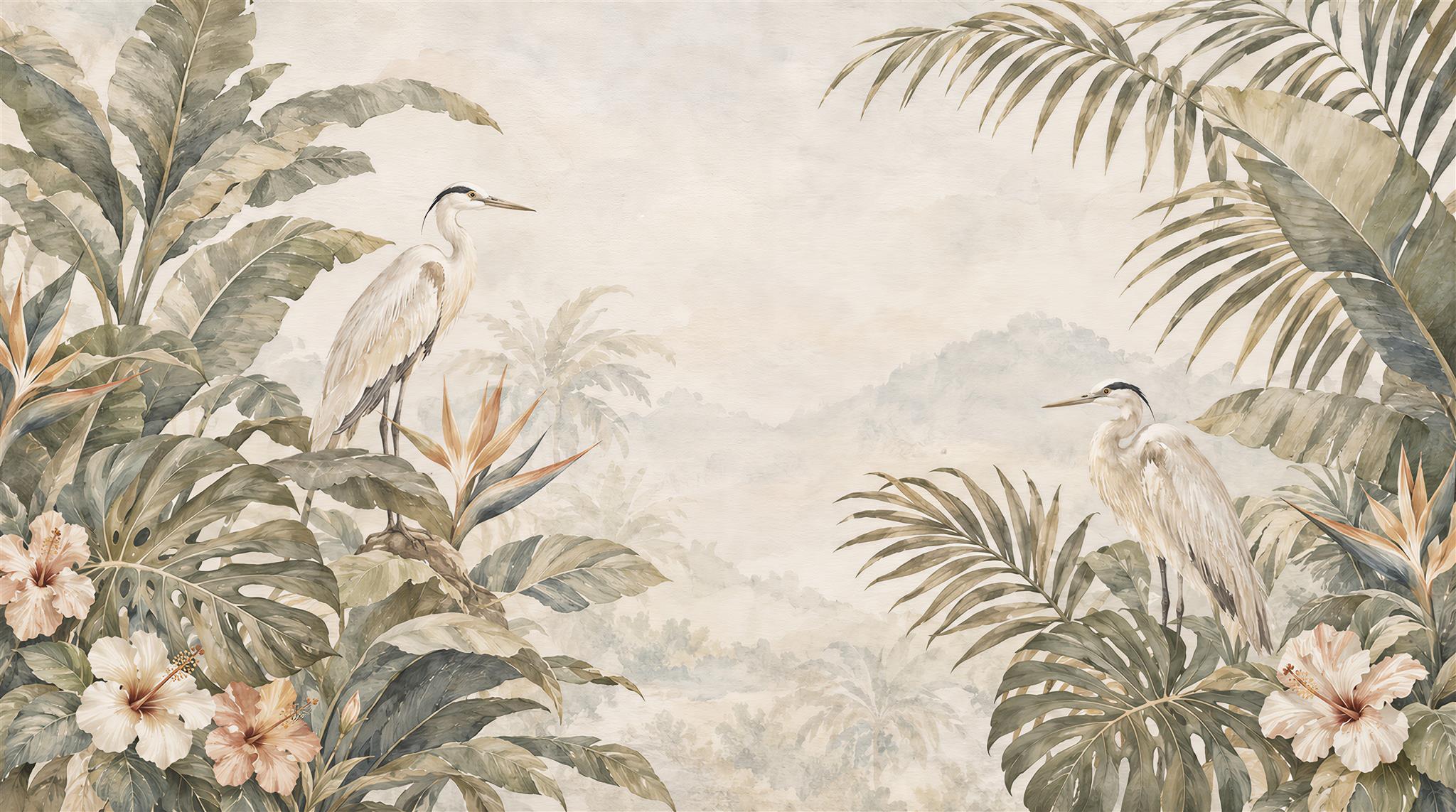 Ivory Palm Leaves Wallpaper Mural Main