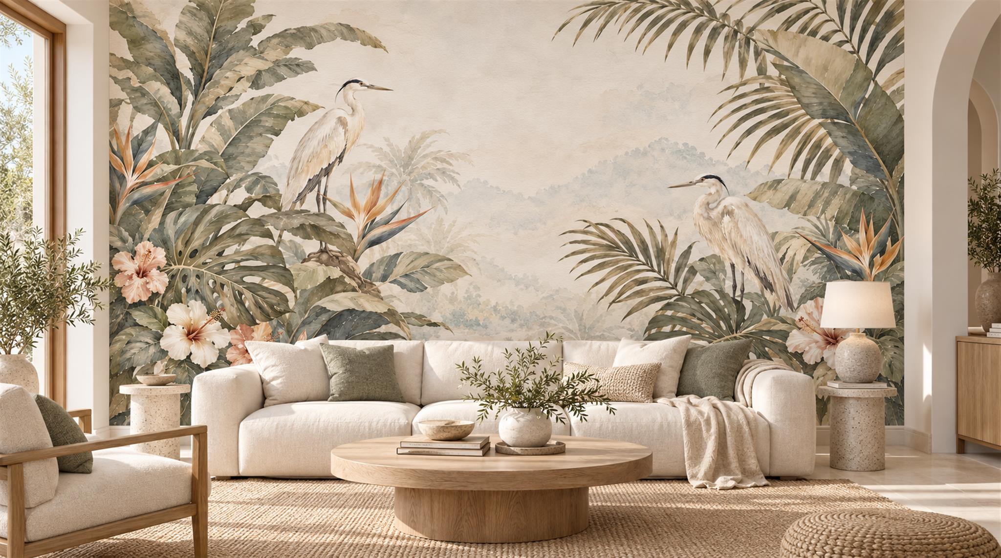 Ivory Palm Leaves Wallpaper Mural Main