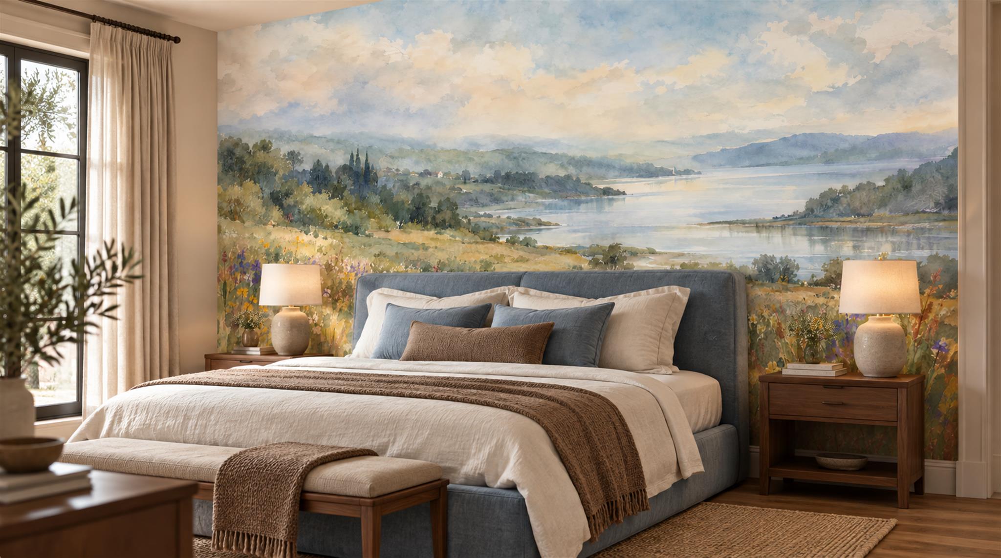 Blue Decorative Wall Art Wallpaper Mural Scene