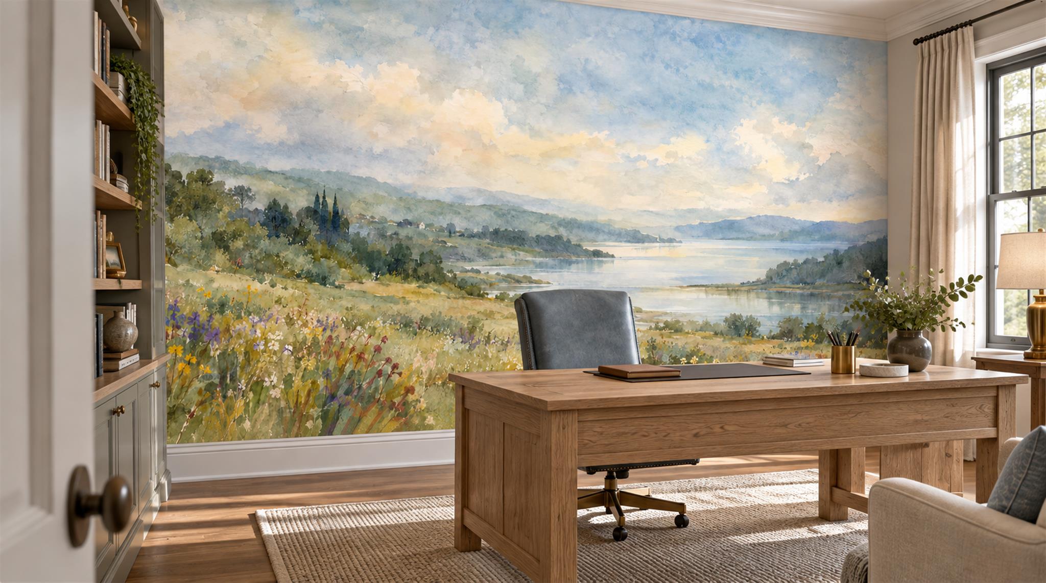 Blue Decorative Wall Art Wallpaper Mural Scene