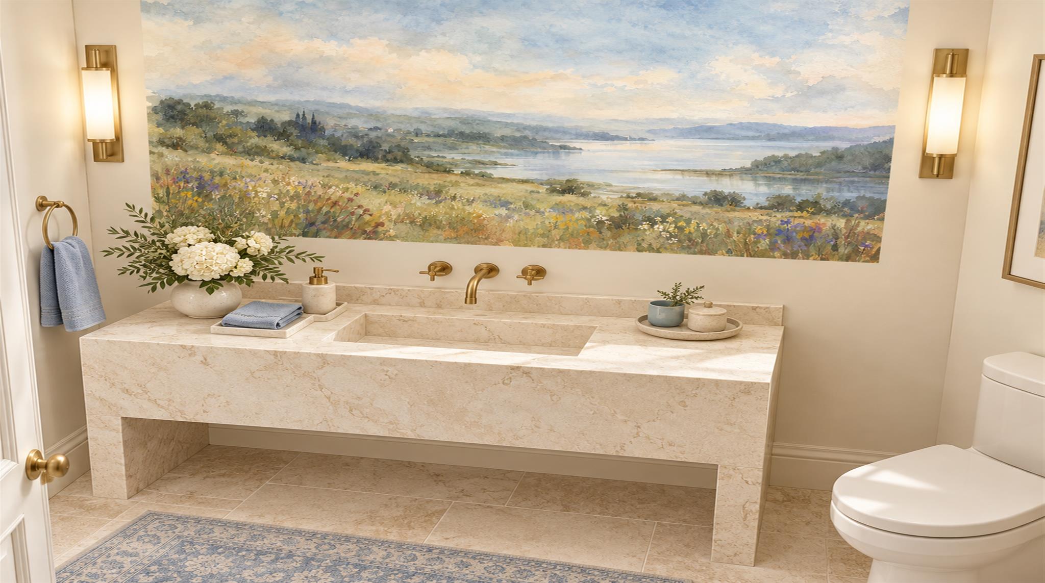 Blue Decorative Wall Art Wallpaper Mural Scene
